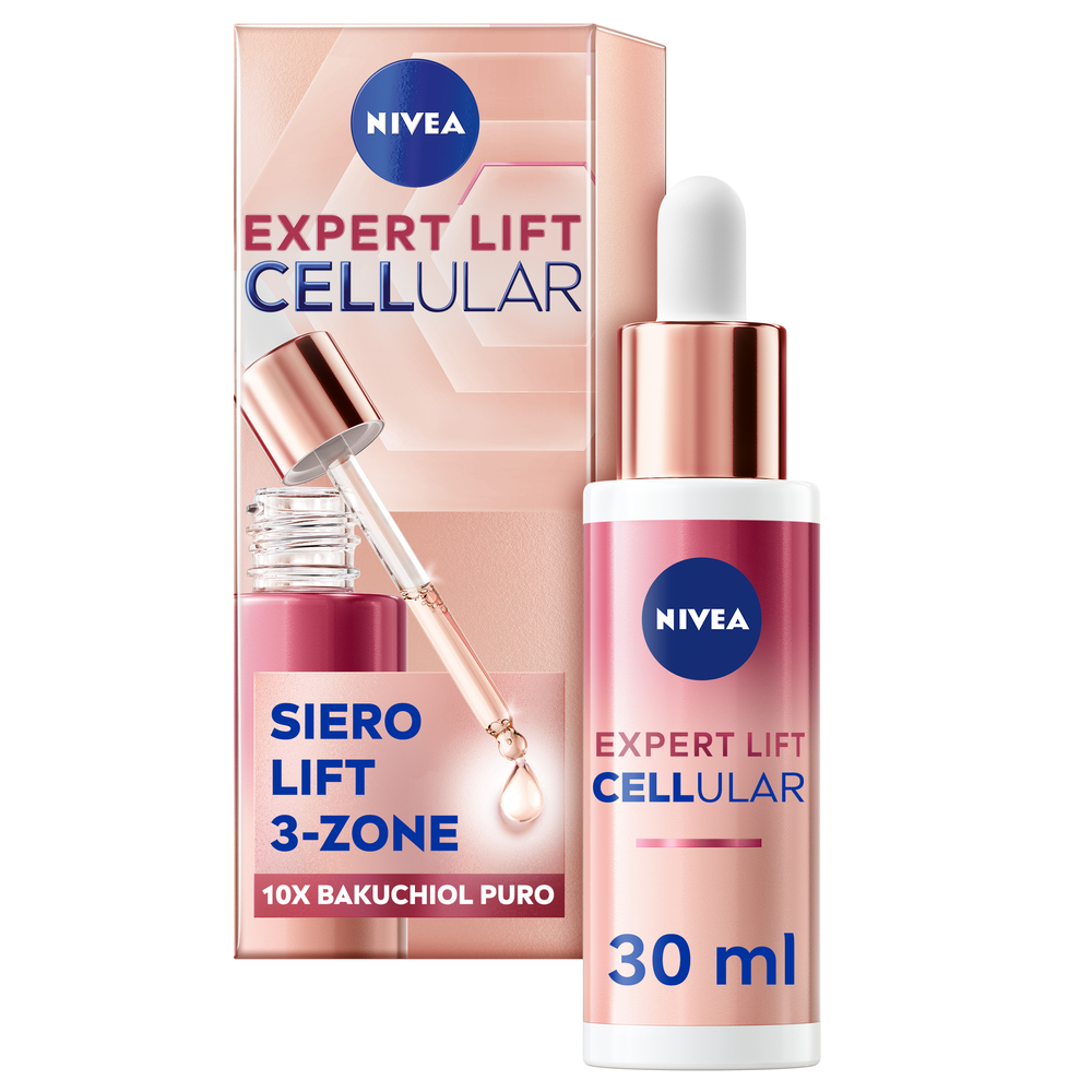 Nivea Cellular Expert Lift Siero Lift 3-Zone 30 ml, Siero viso antirughe per un effetto lifting