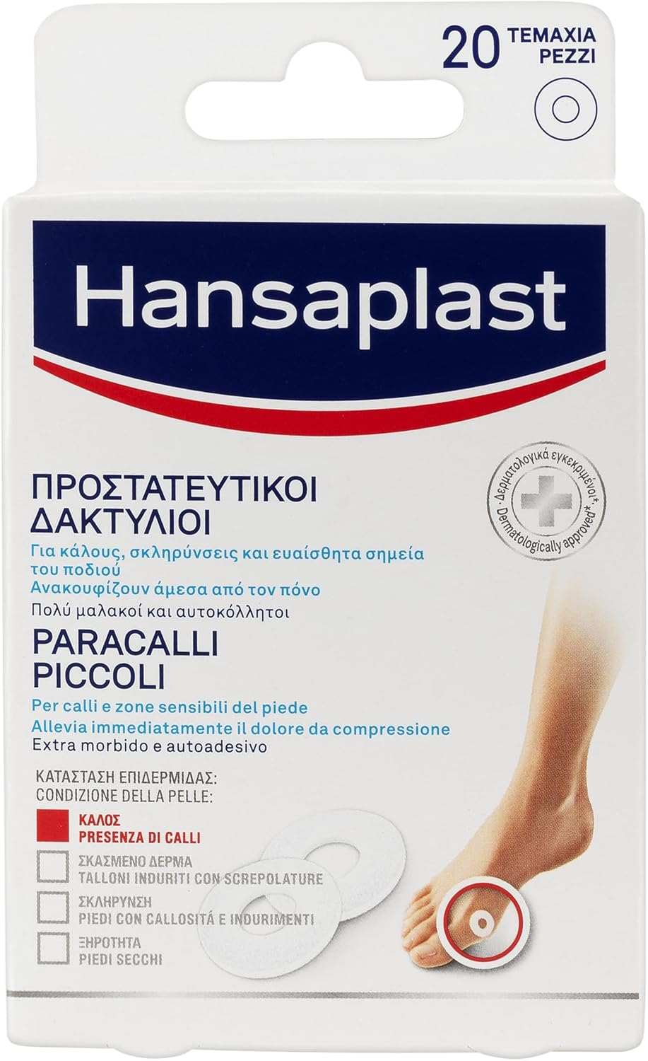 Hansaplast Cerotti Paracalli Piedi Piccoli, Cerotti calli piedi autoadesivi e callifughi, 20 pezzi