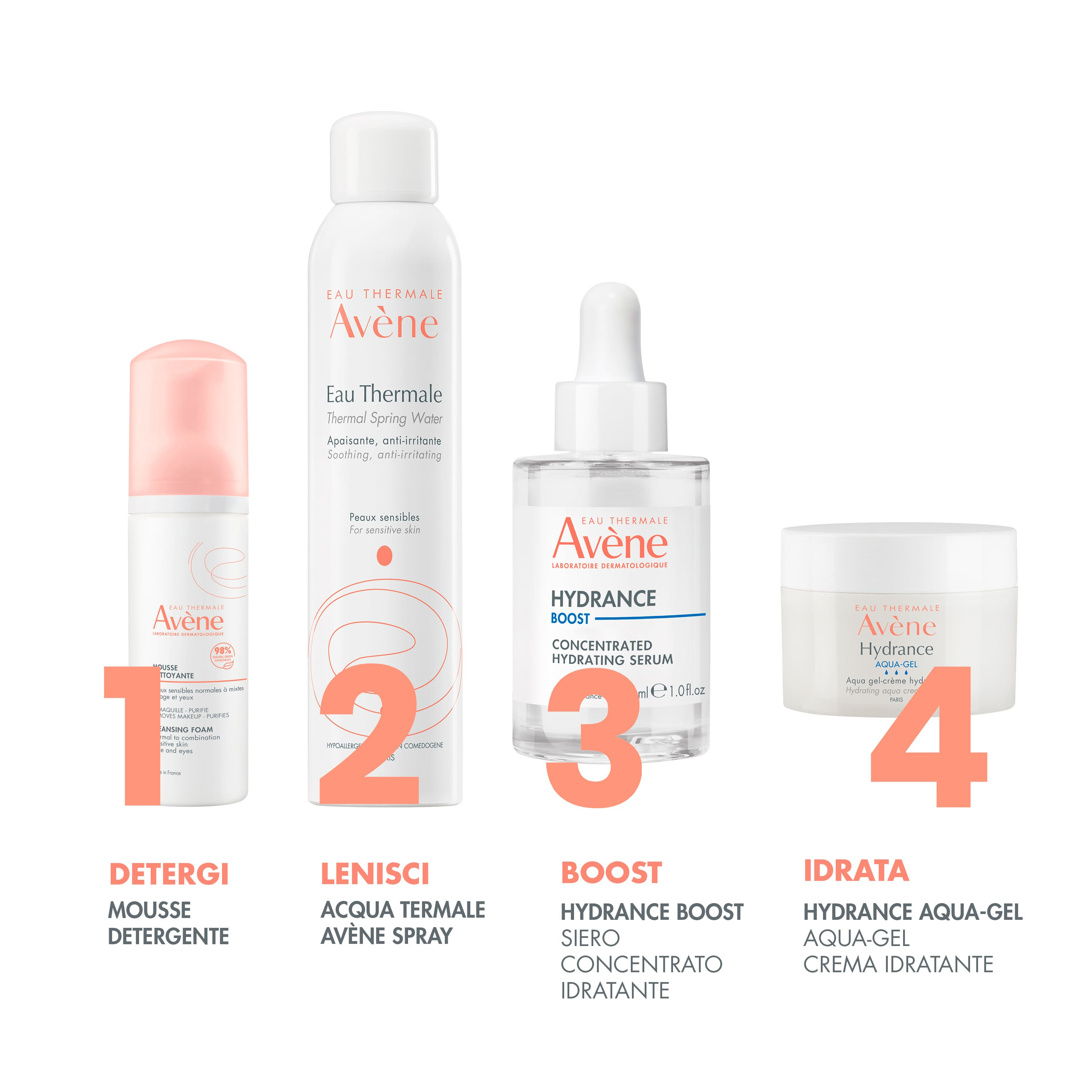 Eau Thermale Avène Hydrance Boost Siero Concentrato Idratante, Idratazione 48h, con Acido Ialuronico, Pelle secca e disidratata, 30ml 