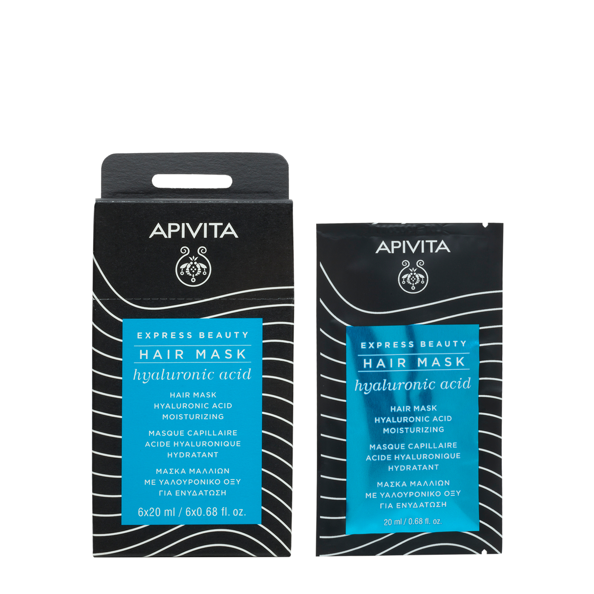 Apivita Express Beauty - Maschera Monouso All'Acido Ialuronico Per Capelli Secchi 20 ml