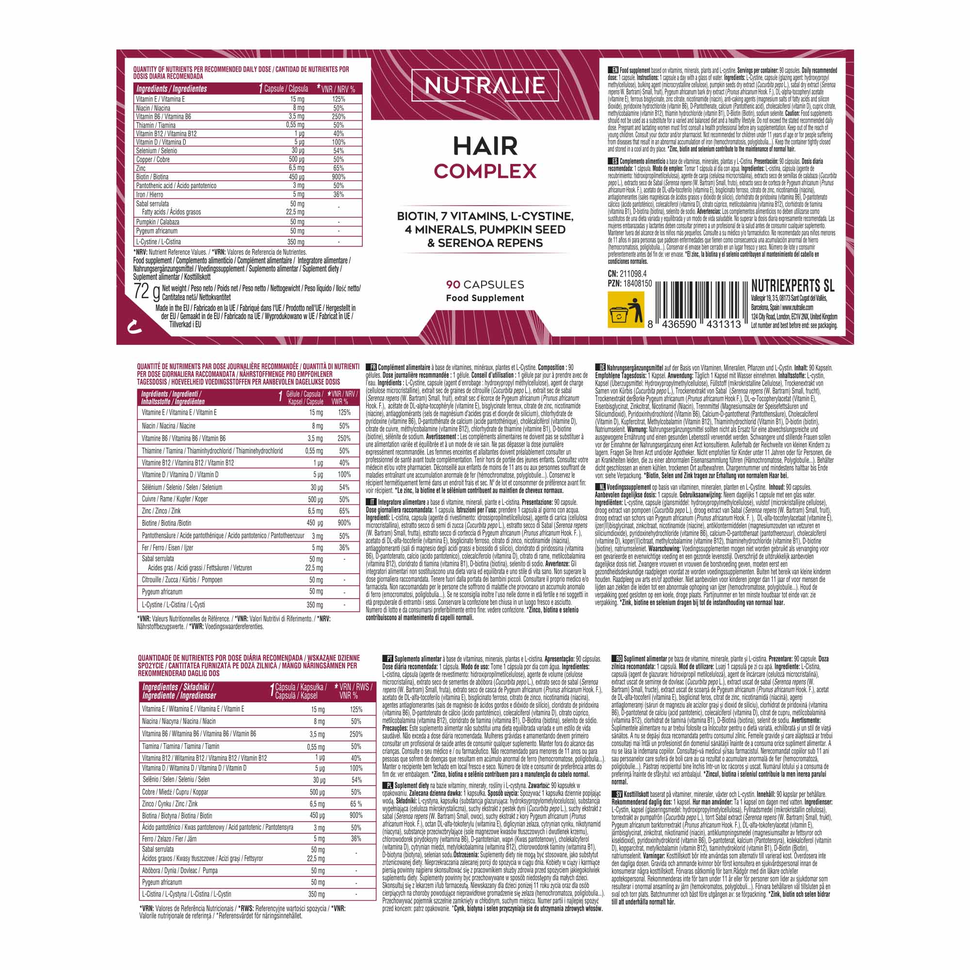 Nutralie Hair Complex 90 Capsule - Integratore Per Capelli 