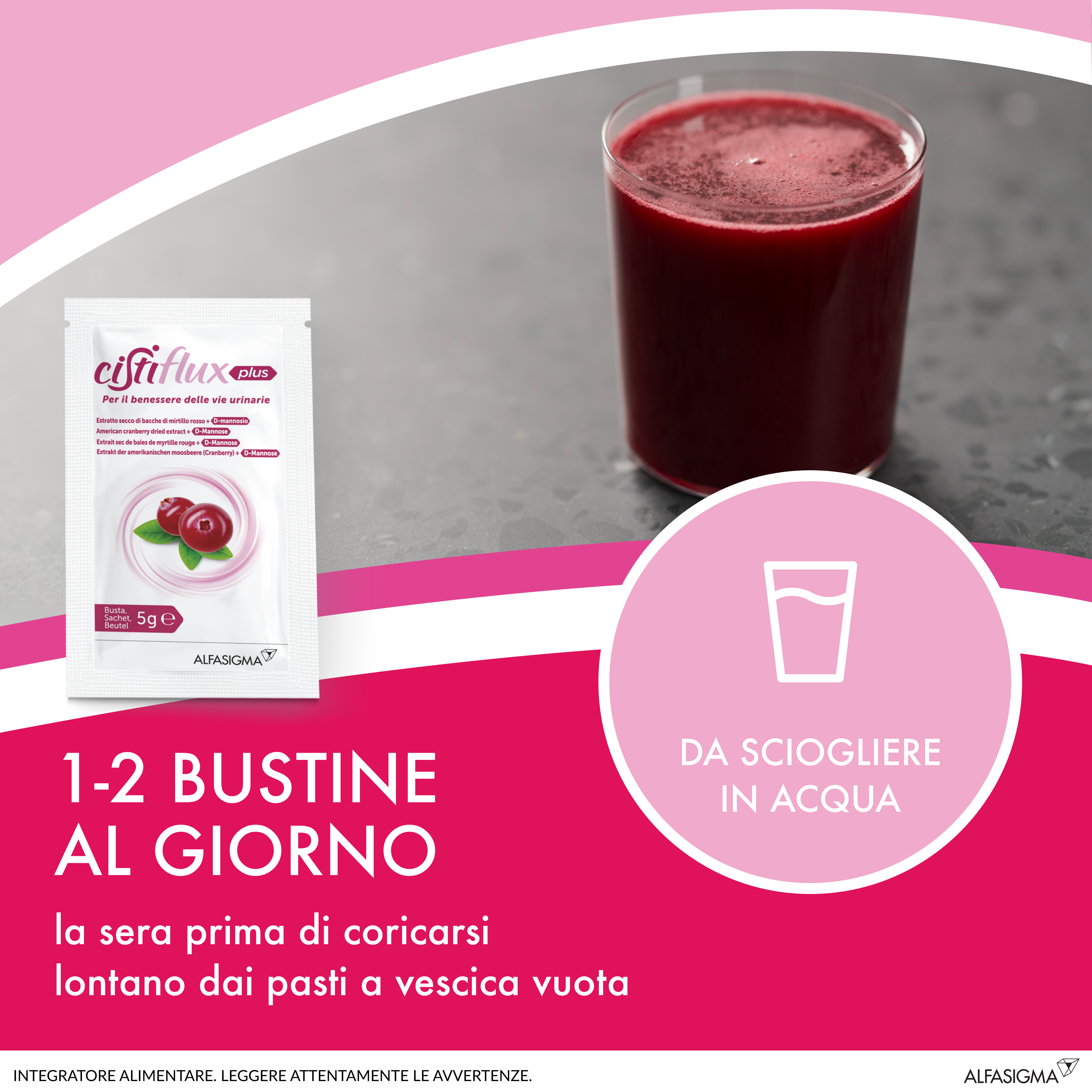 Cistiflux a Plus 36Ed, Integratore a Base di Estratto di Mirtillo Rosso, Cranberry Americano, e D-Mannosio, per Favorire Una Corretta Funzionalità delle Vie Urinarie, utile in caso di cistite, 14 Bustine, Gusto Frutti di Bosco