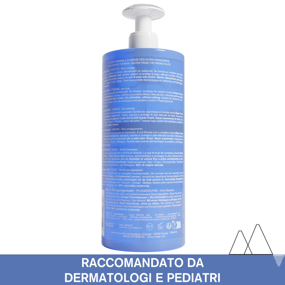URIAGE Baby detergente corpo senza risciacquo per lenire, ammorbidire e proteggere la pelle delicata del bambino 1lt