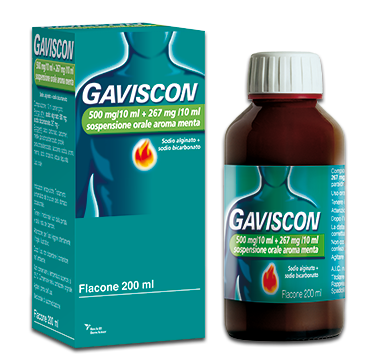 GAVISCON  SOSP 200ML MENTA contro sintomi del reflusso gastroesofageo,  bruciore e acidità di stomaco