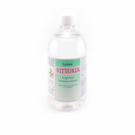 Lozione Vittoria 0,1g/100g Disinfettante Cutaneo Flacone da 500 ml (anche su cute lesa,ferite piaghe e ustioni)