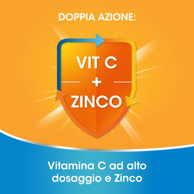 Redoxon Doppia Azione Integratore di Vitamina C e Zinco,  Supporta il Sistema Immunitario, Gusto Arancia e Mandarino, 15 Compresse Effervescenti