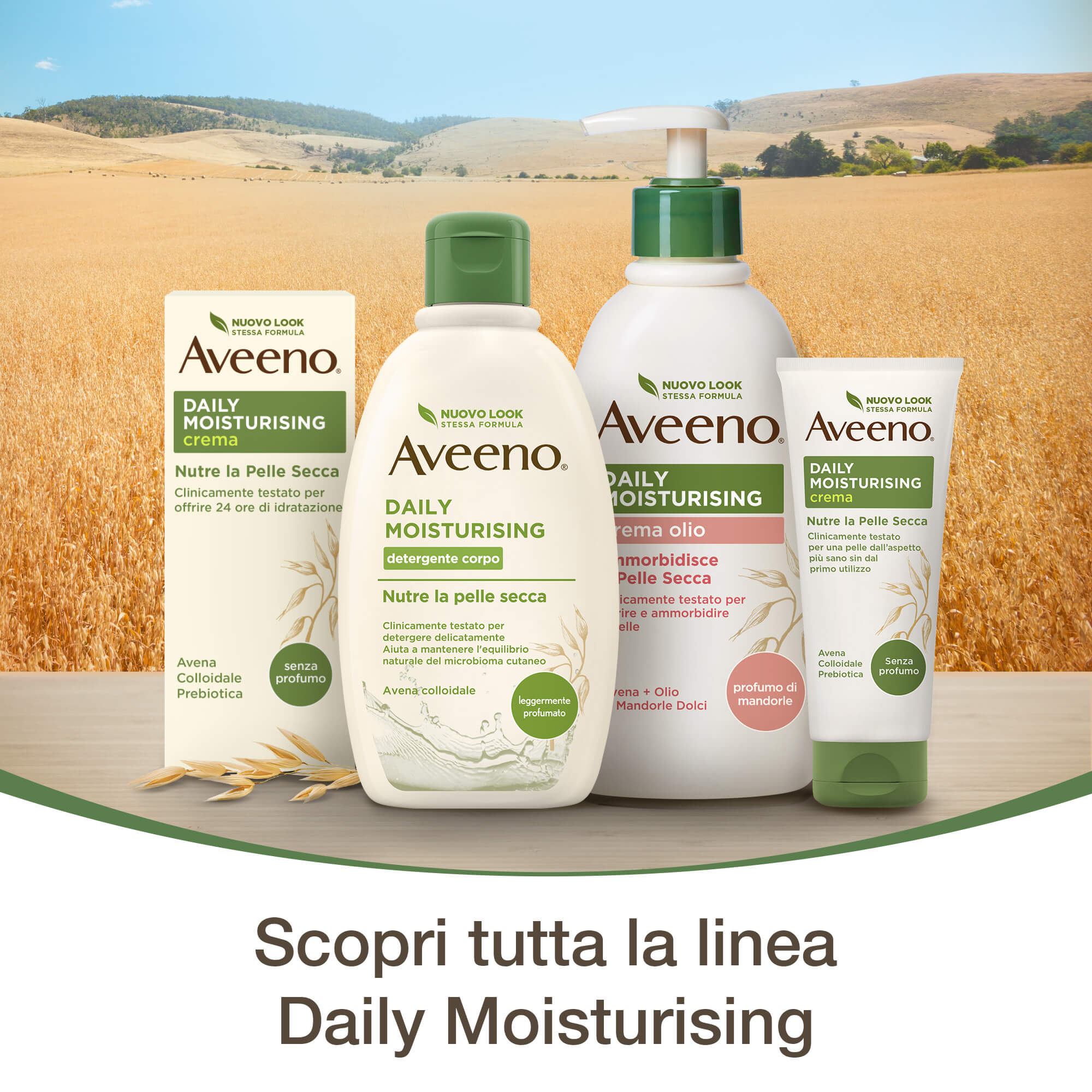 Aveeno Daily Moisturising, Crema Corpo Idratante Bagno Doccia, Detergente Corpo, Pelli da Normali a Secche, Profumo Delicato, 500 ml