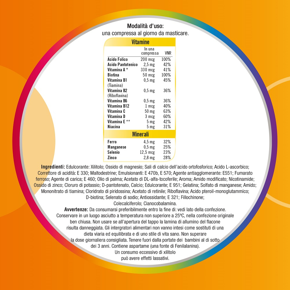 Multicentrum Junior Integratore Alimentare Vitamine Bambini Vitamina D Vitamina C Ferro 30 Cpr