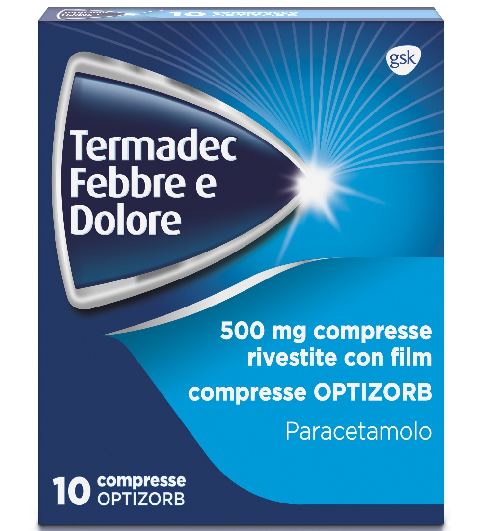 Termadec Febbre e Dolore Paracetamolo Antidolorifico Analgesico Antipiretico Mal di Testa 500 mg
