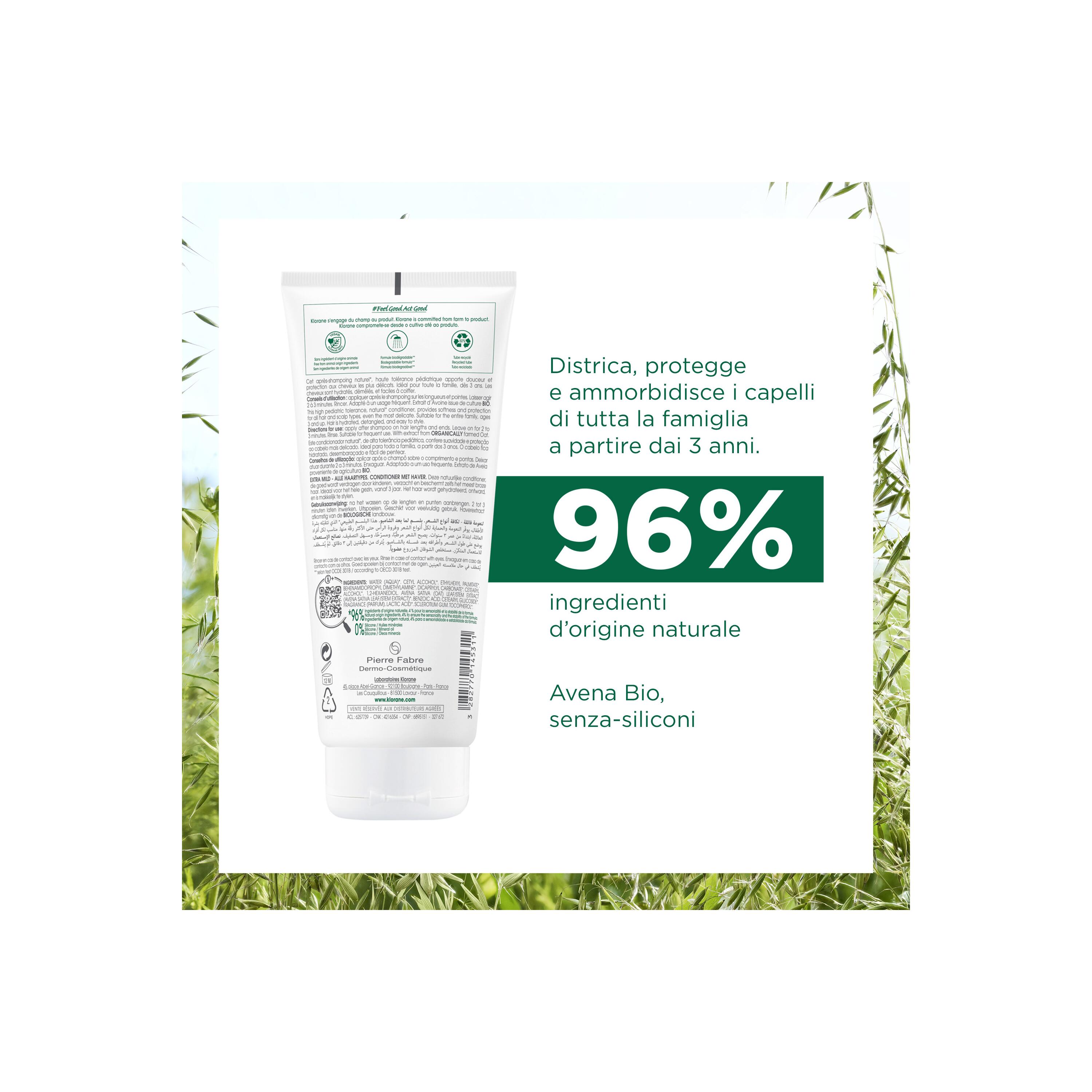 Klorane - Balsamo Dopo-Shampoo Extra-Delicato All'Avena Per Uso Frequente 200 ml