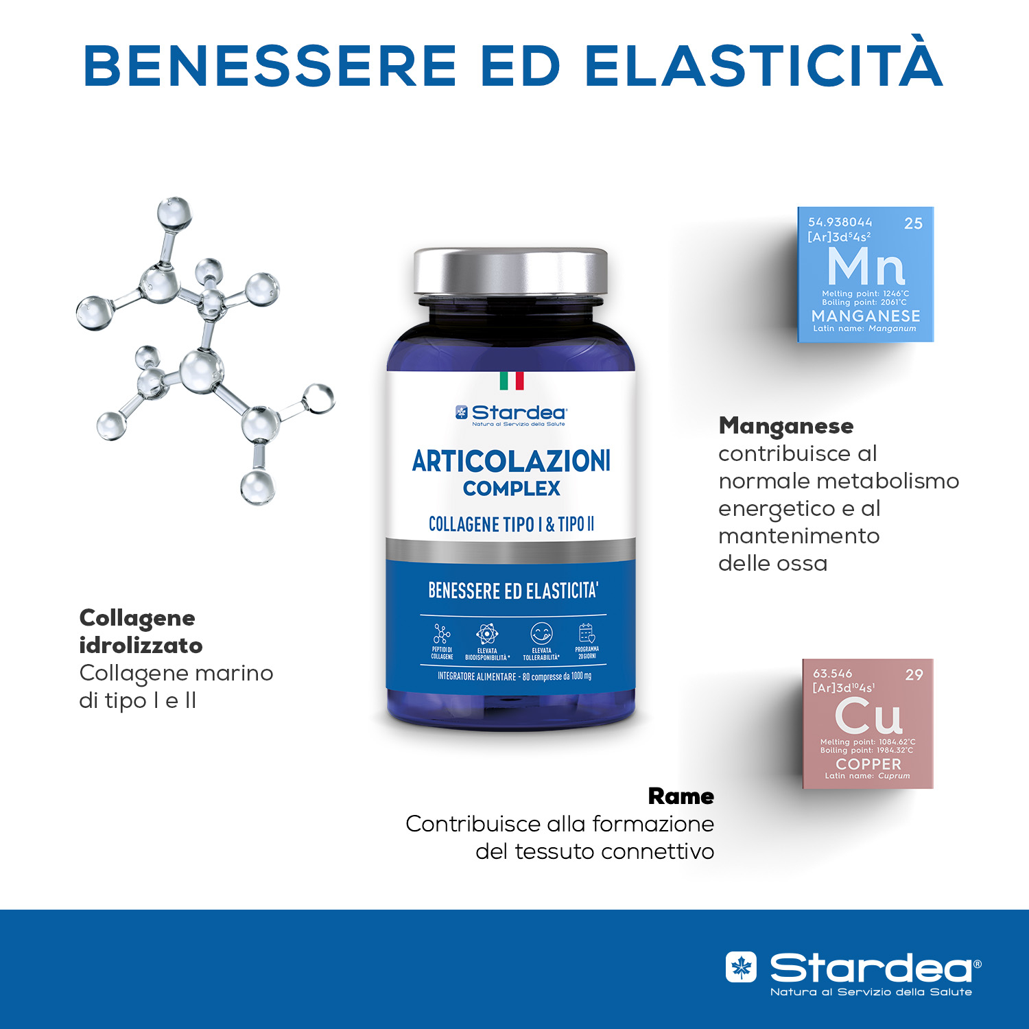 STARDEA ARTICOLAZIONI COMPLEX  Compresse - COLLAGENE TIPO I & TIPO II - INTEGRATORE ALIMENTARE - BENESSERE ED ELASTICITA' ARTICOLARE