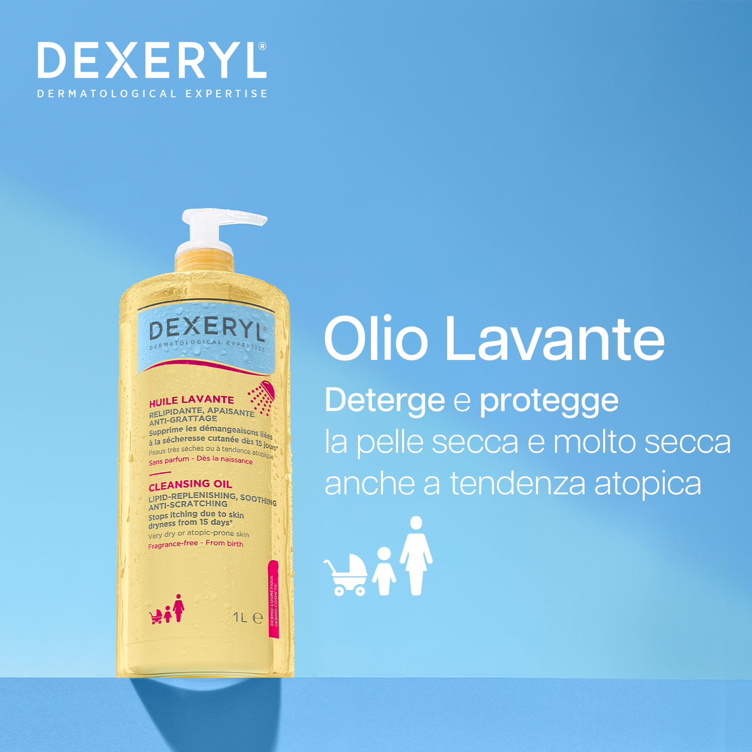 Dexeryl Olio Lavante - Detergente Antiprurito Per Pelle Secca E A Tendenza Atopica 1 Litro