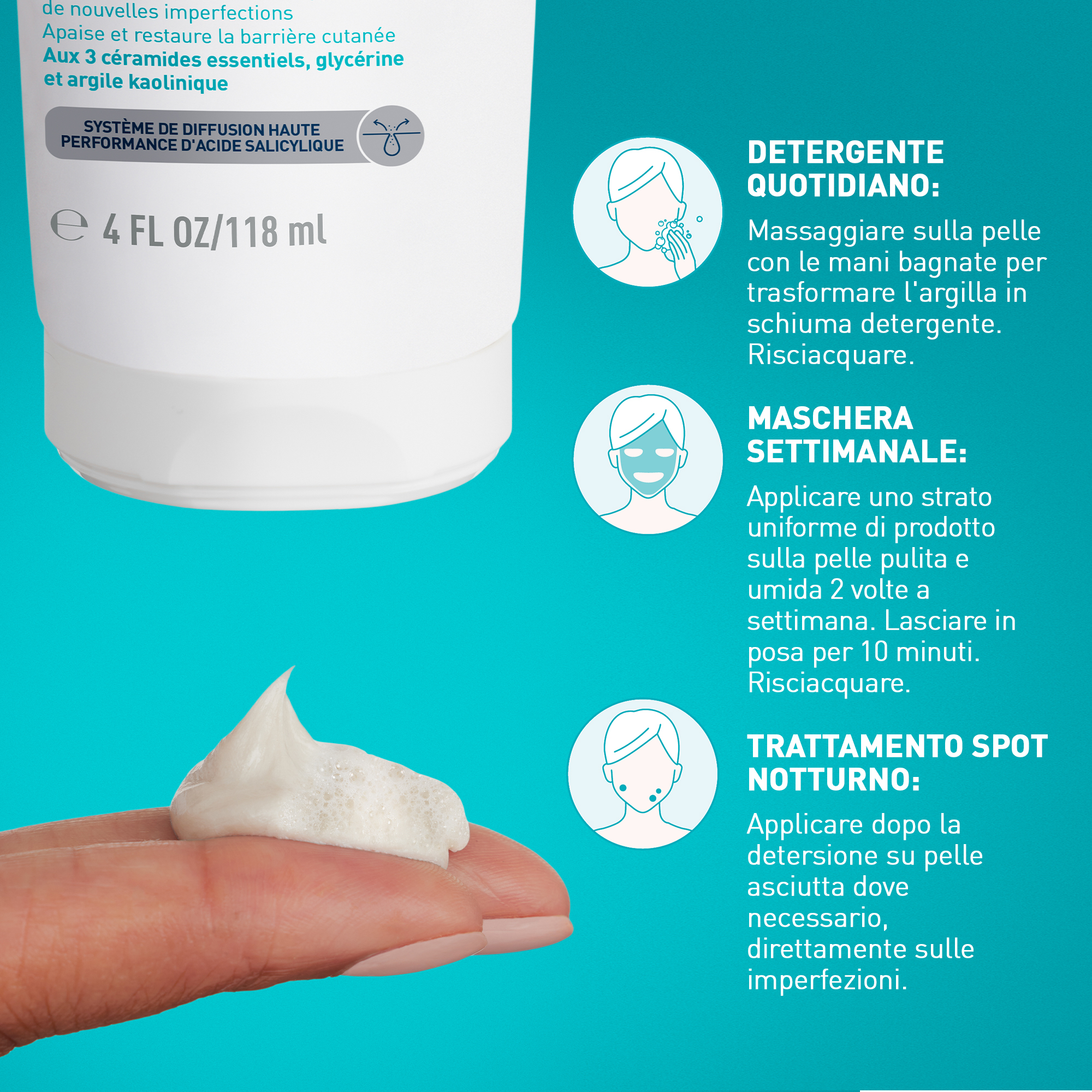 CeraVe - Detergente Maschera Controllo Imperfezioni Per Pelle A Tendenza Acneica 118 ml