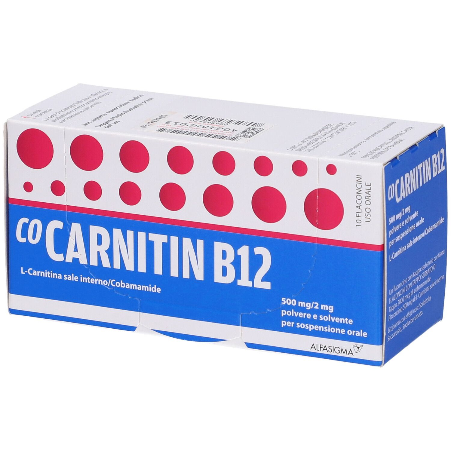 Cocarnetina B12 - 500mg + 2mg - Polvere e Solvente Per Sospensione Orale - 10 Flaconi - 10 ml