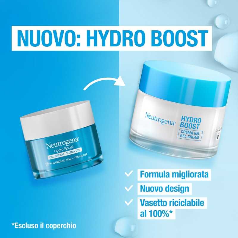 Neutrogena Hydro Boost Crema Gel 50 ml, Crema idratante viso con Acido Ialuronico per pelle secca