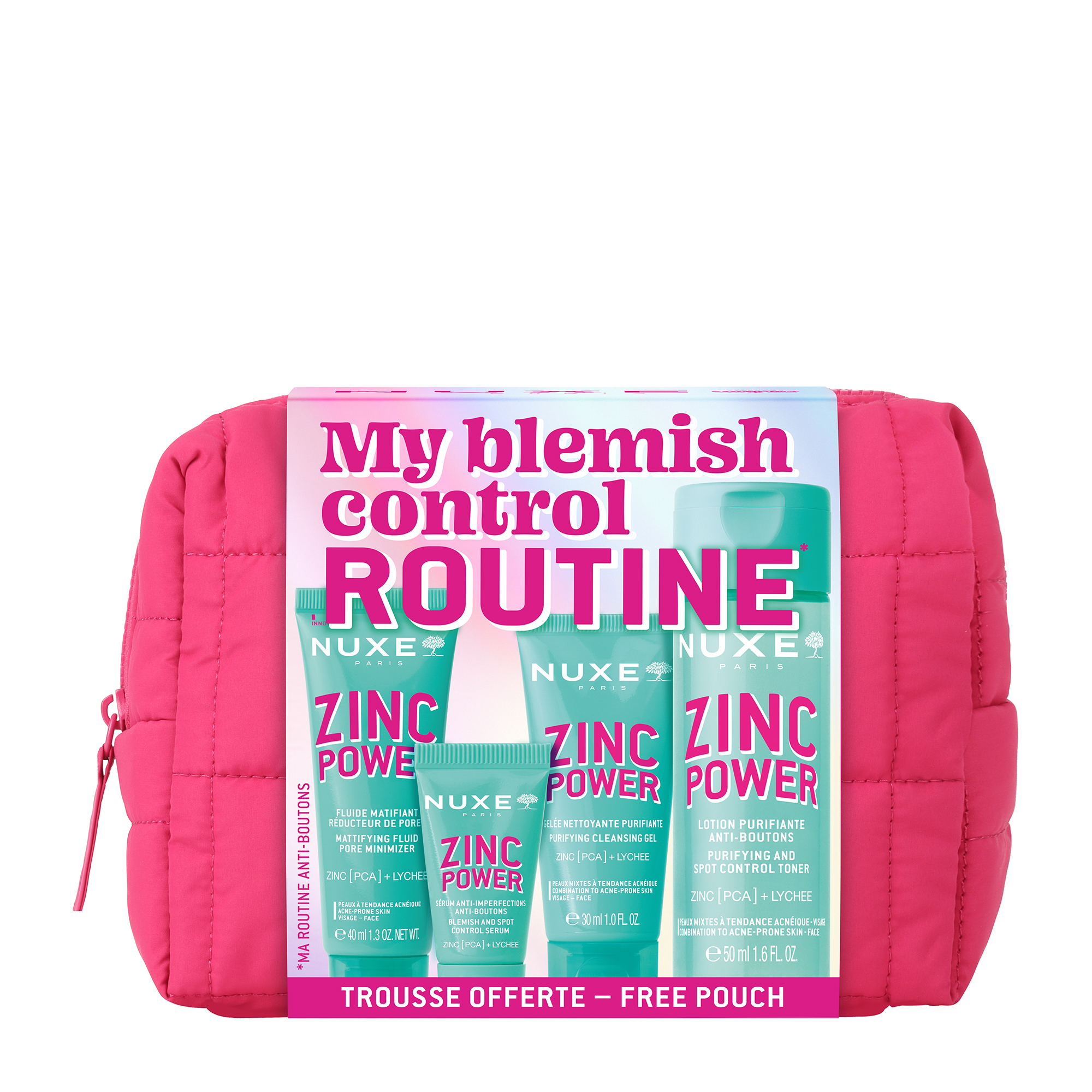 Nuxe - My Blemish Control Routine - Gel Detergente Purificante 30 ml + Lozione Purificante 50 ml + Siero Anti-Imperfezioni 5 ml + Fluido Opacizzante 40 ml