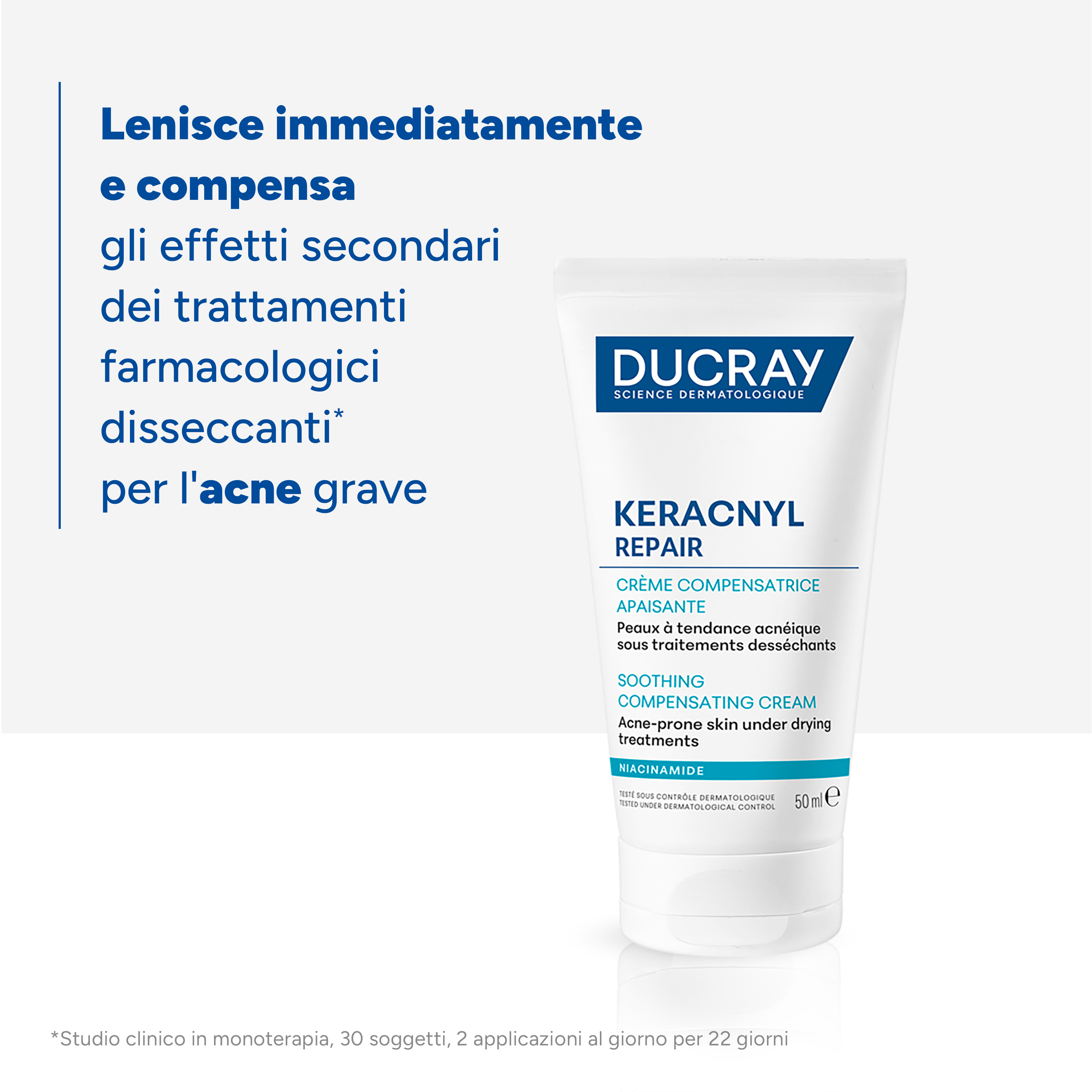 Ducray Keracnyl Repair - Crema Compensatrice Lenitiva Per Pelle Acneica 50 ml