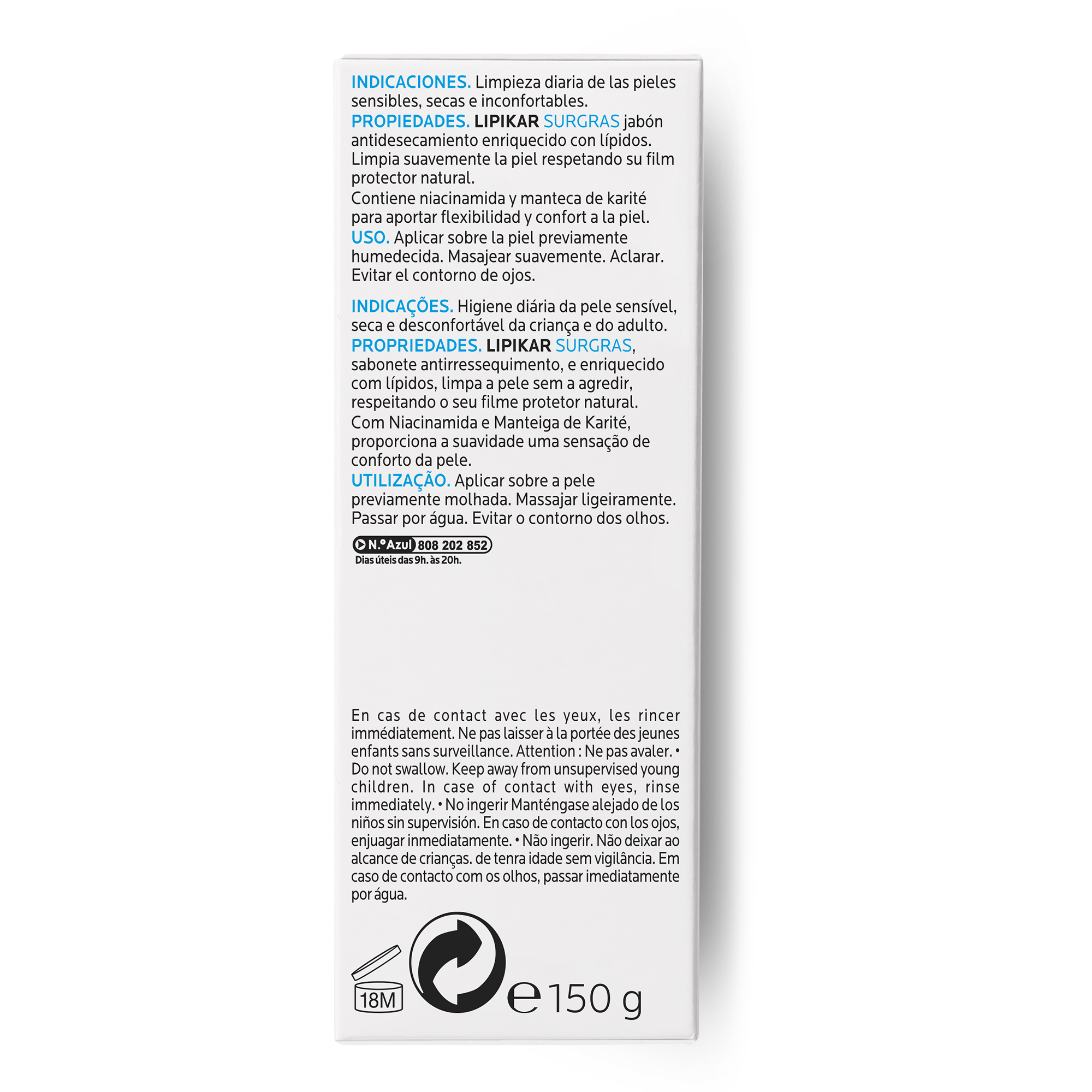 La Roche-Posay Lipikar - Surgras Pane Detergente Anti-Secchezza Idratante 150 g