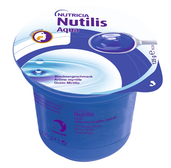 NUTILIS Aqua Gel Mirtillo - alimento a fini speciali indicato per il trattamento alimentare dei soggetti con problemi di deglutizione associati a disfagia -.12x125g