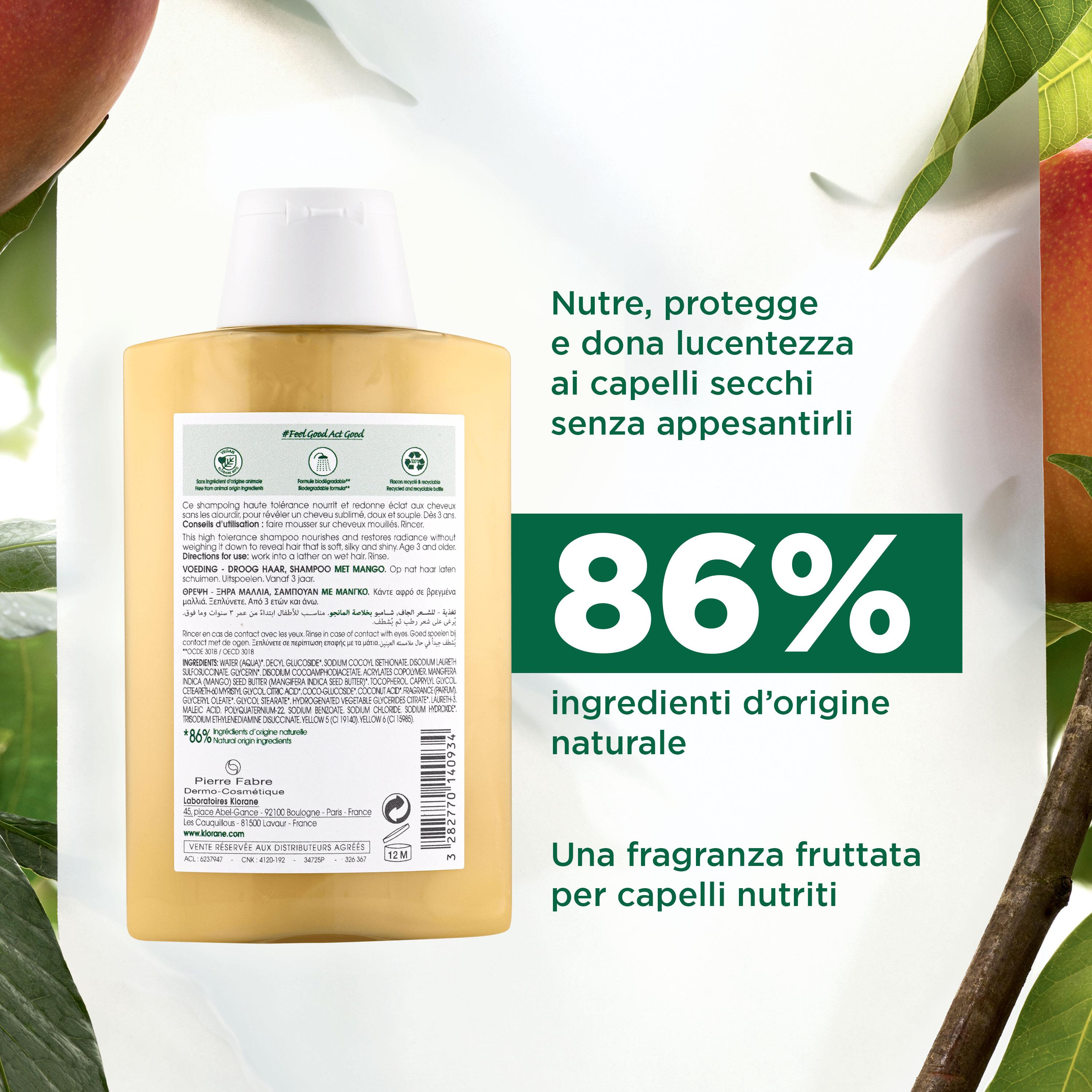 Klorane - Shampoo Nutritivo Al Mango Per Capelli Secchi 200 ml