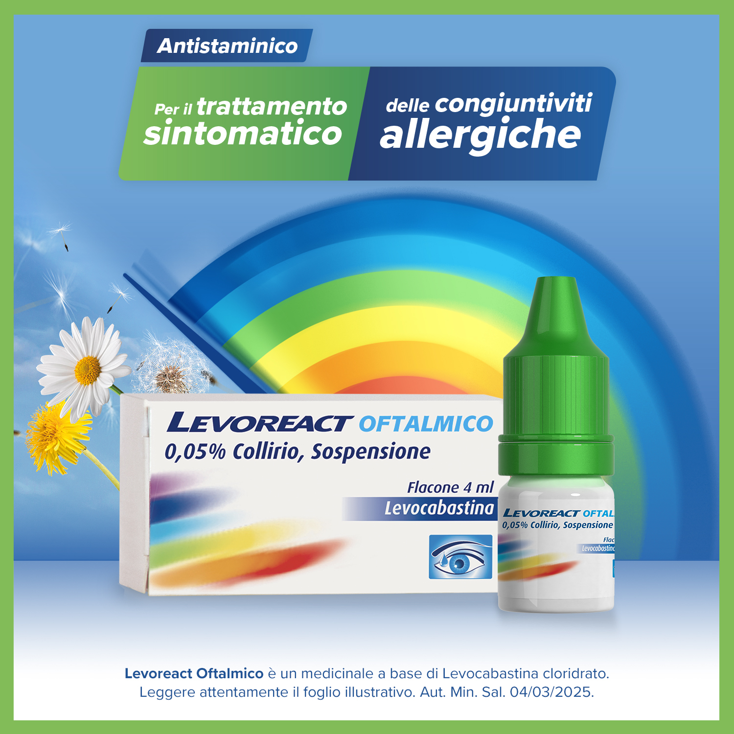 Levoreact Collirio Antistaminico per Occhi che Lacrimano e Congiuntivite Allergica