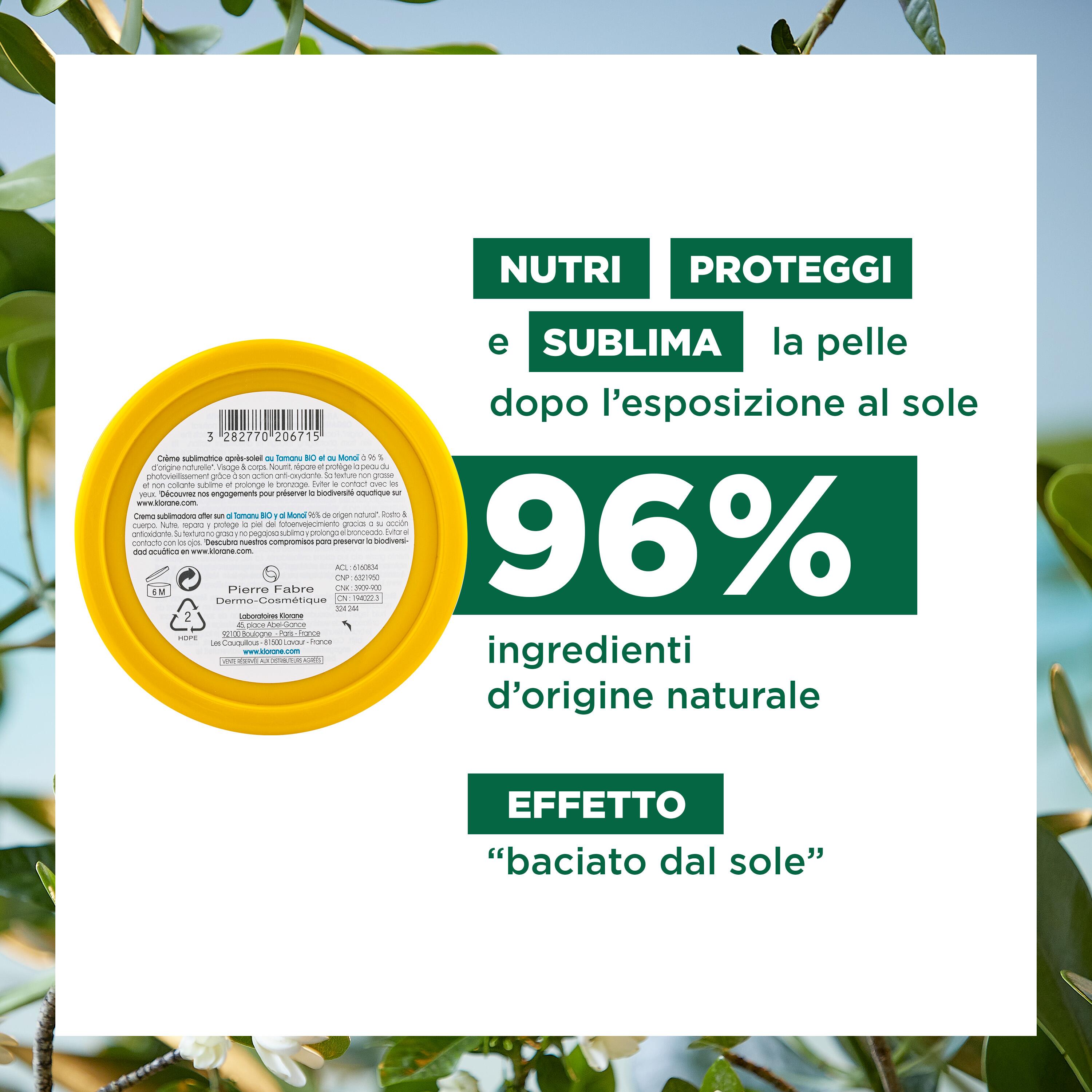 Klorane - Crema Sublimatrice Doposole Al Tamanu Bio E Monoï Viso E Corpo 200 ml