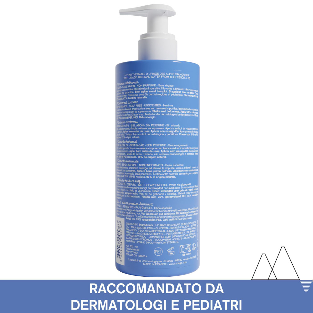 Uriage Bébé Liniment Oléothermal Crema Cambio Pannolino per detersione delicata, protezione e prevenzione eritema da pannolino 500 ml