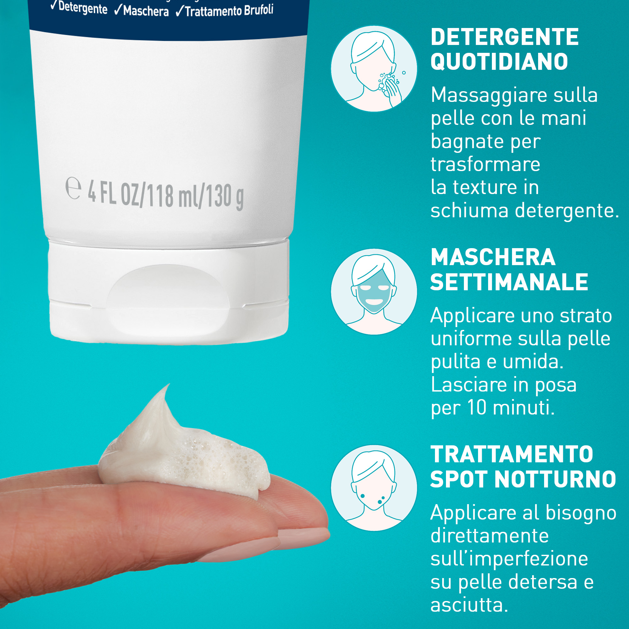 CeraVe - Detergente Maschera Controllo Imperfezioni Per Pelle A Tendenza Acneica 118 ml