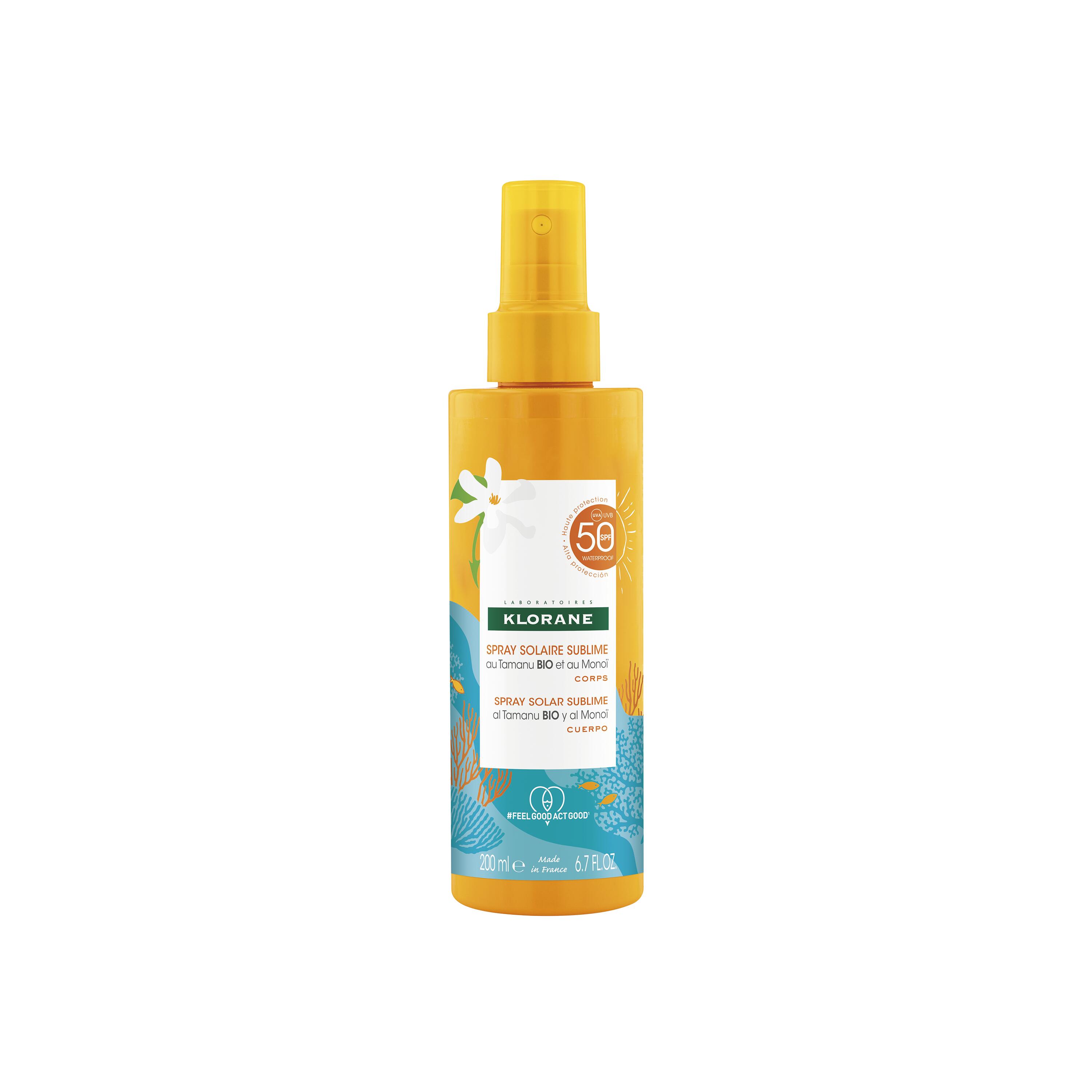 Klorane - Spray Solare Sublime SPF50 Corpo Al Monoï E Tamanu Bio 200 ml