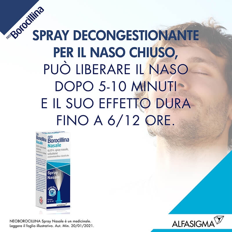 NeoBorocillina Nasale 0,05% Ossimetazolina Spray Decongestionante 15 Ml