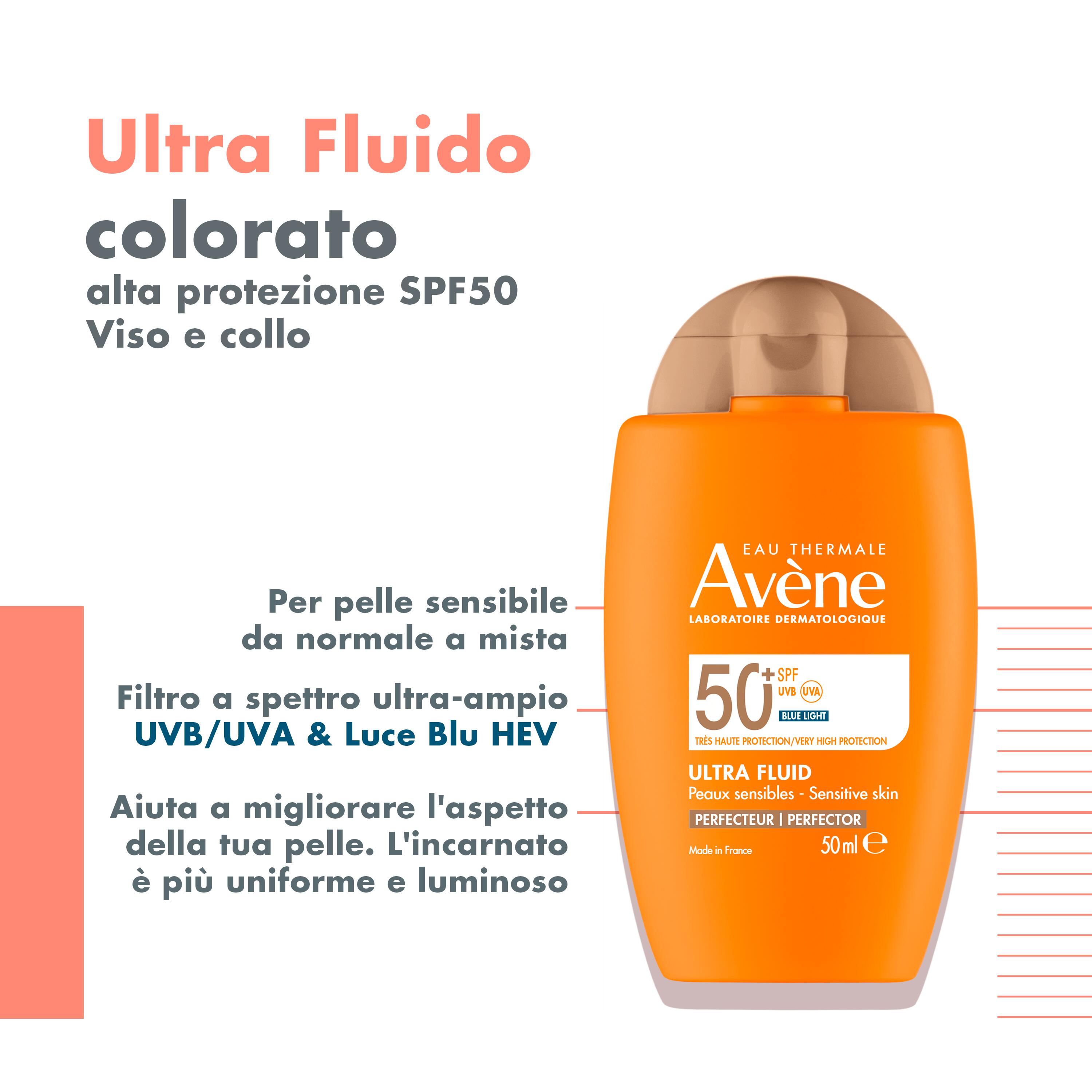 Avène - Ultra Fluid Perfezionatore Protezione Solare Molto Alta SPF50+ Viso 50 ml