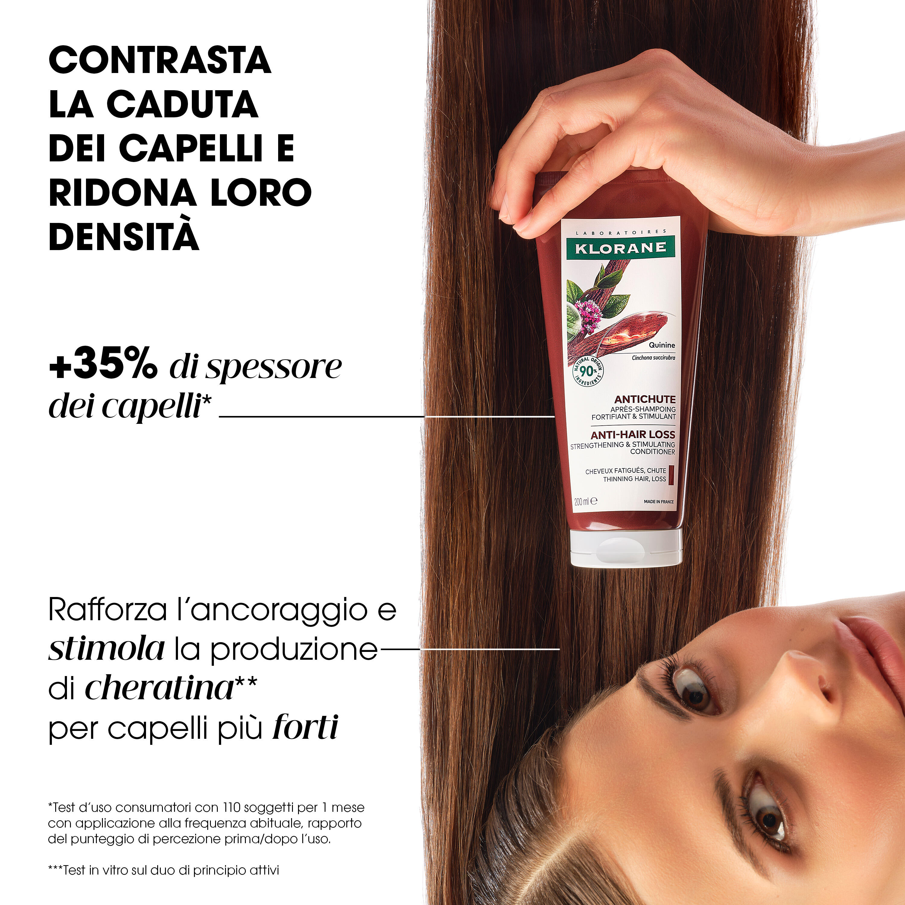 KLORANE - CONTRO LA CADUTA DEI CAPELLI - Balsamo dopo-shampoo fortificante e stimolante alla Chinina 200 ml