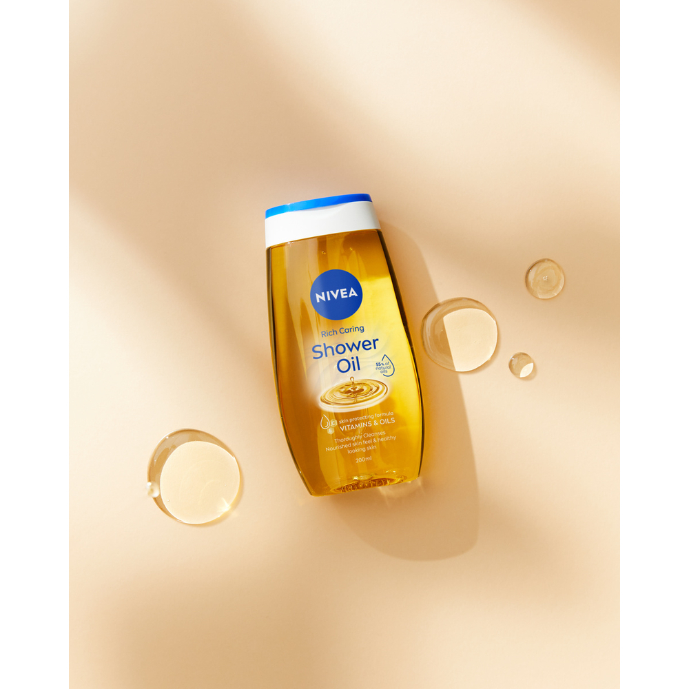 Nivea Olio Doccia Nutrimento Intenso 200 ml, Bagnoschiuma con Oli Naturali per una pelle morbida