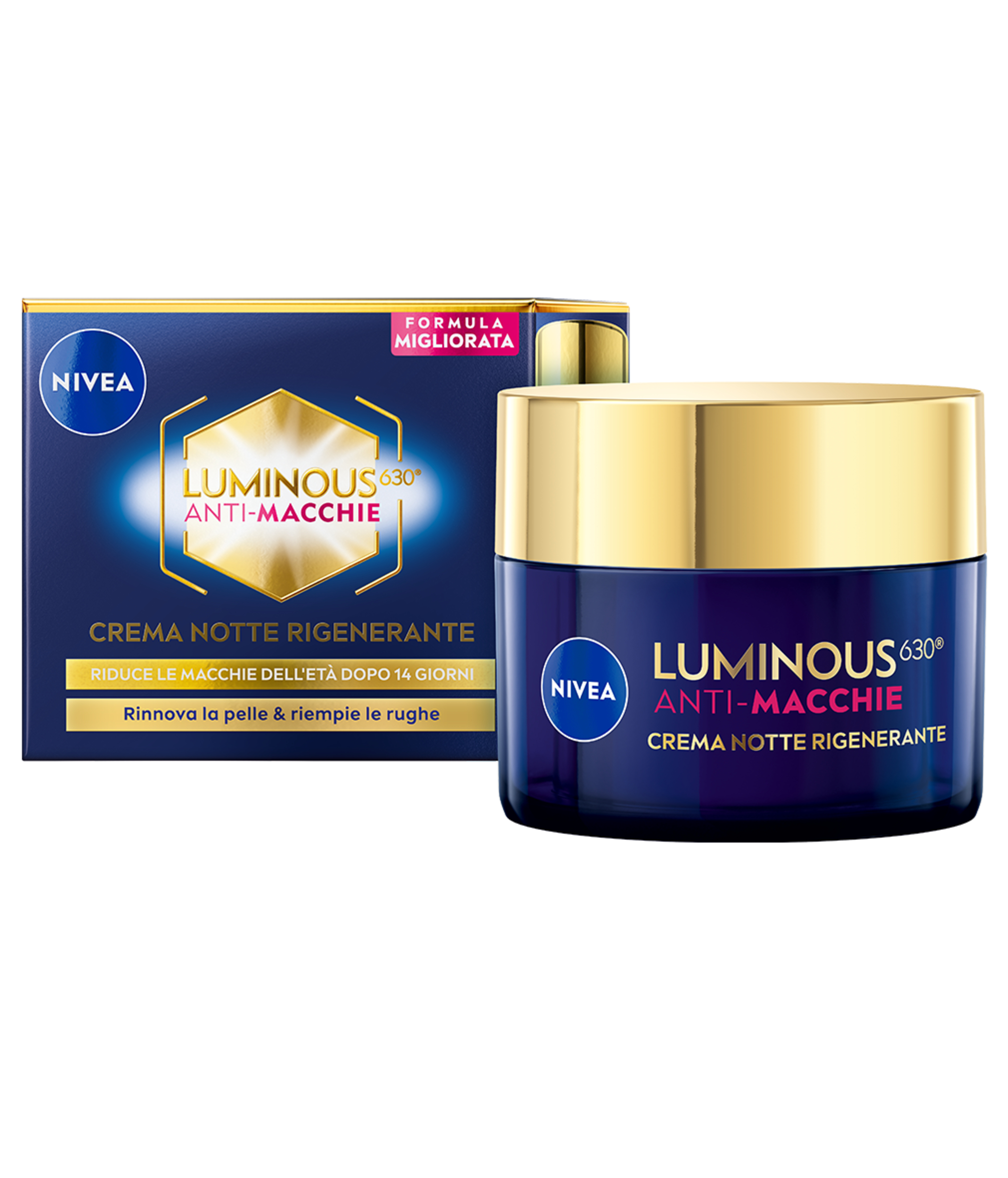 Nivea Cellular Luminous630 Anti-Macchie Crema Viso Notte Rigenerante 50 ml, Crema antimacchia viso