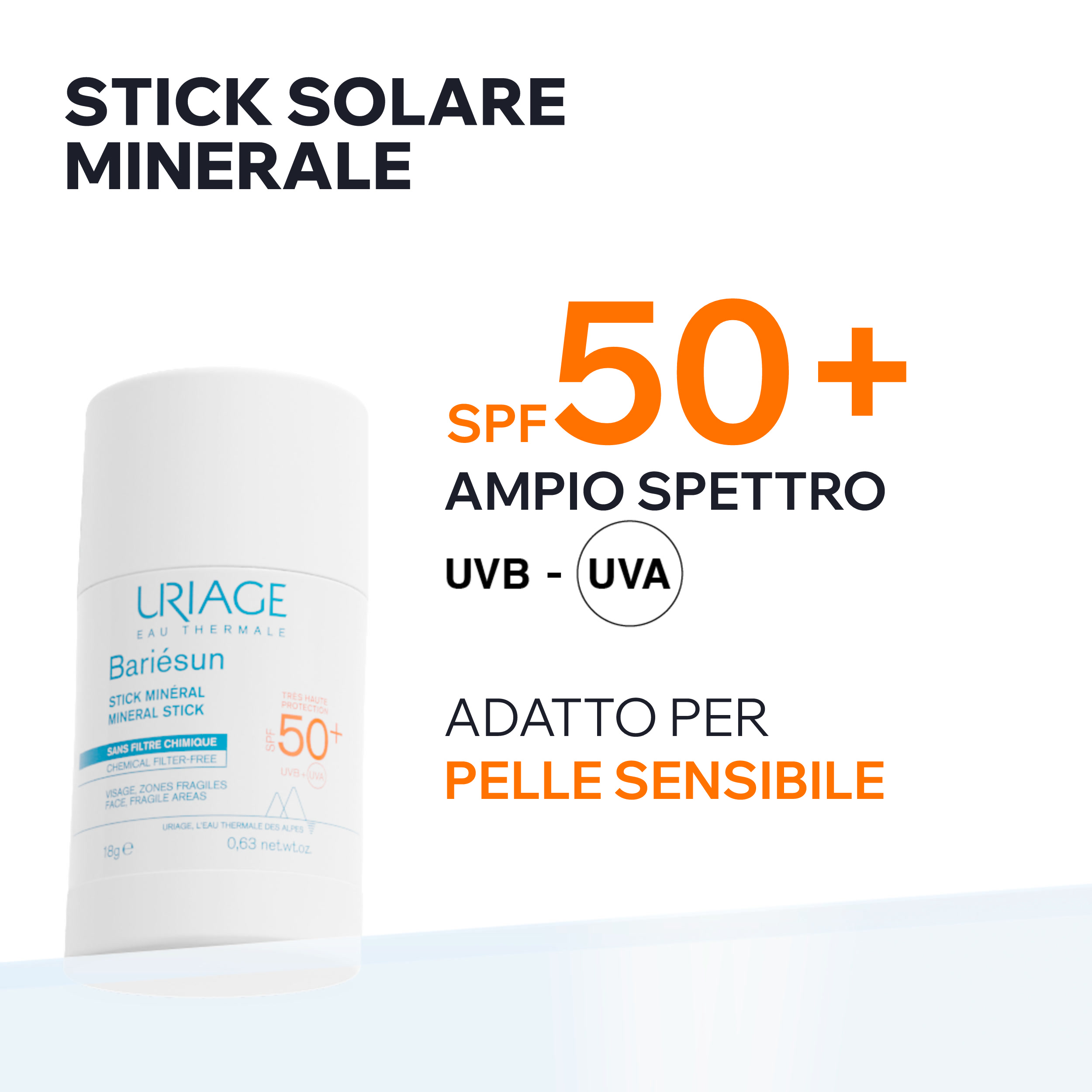 Uriage - Bariesun - Stick Minerale SPF50+ Per Viso E Corpo 18 g