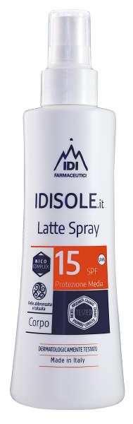IDISOLE Crema Corpo Protezione Solare spf15 Tatuaggi Latte spray per pelle tatuata 200ml