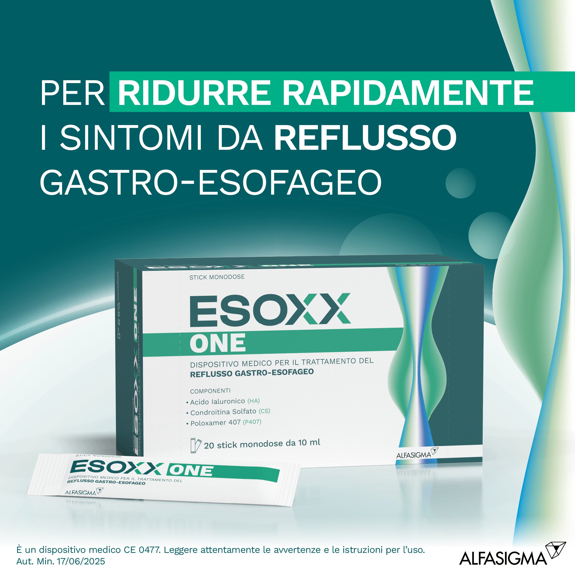 Esoxx One -  Pacco Doppio - Rimedio reflusso gastroesofageo e bruciore di stomaco - Bundle 2 confezioni da 20 stick ciascuna