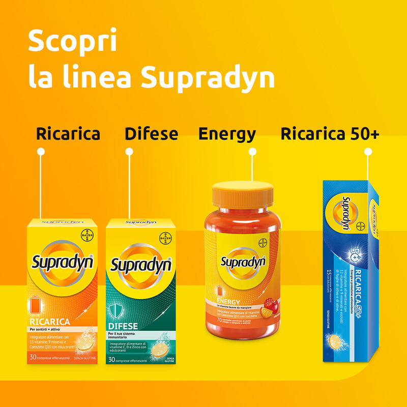 Supradyn Magnesio e Potassio Integratore Multivitaminico  con Vitamine B, Vitamina C e Minerali, in caso di Caldo, Afa e Sport, Gusto Arancia, 14 Bustine Effervescenti
