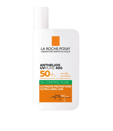 La Roche-Posay Anthelios UVMUNE 400 Fluido Oil Control SPF 50+ 50 ml. Protezione contro i raggi UVA ultra-lunghi.