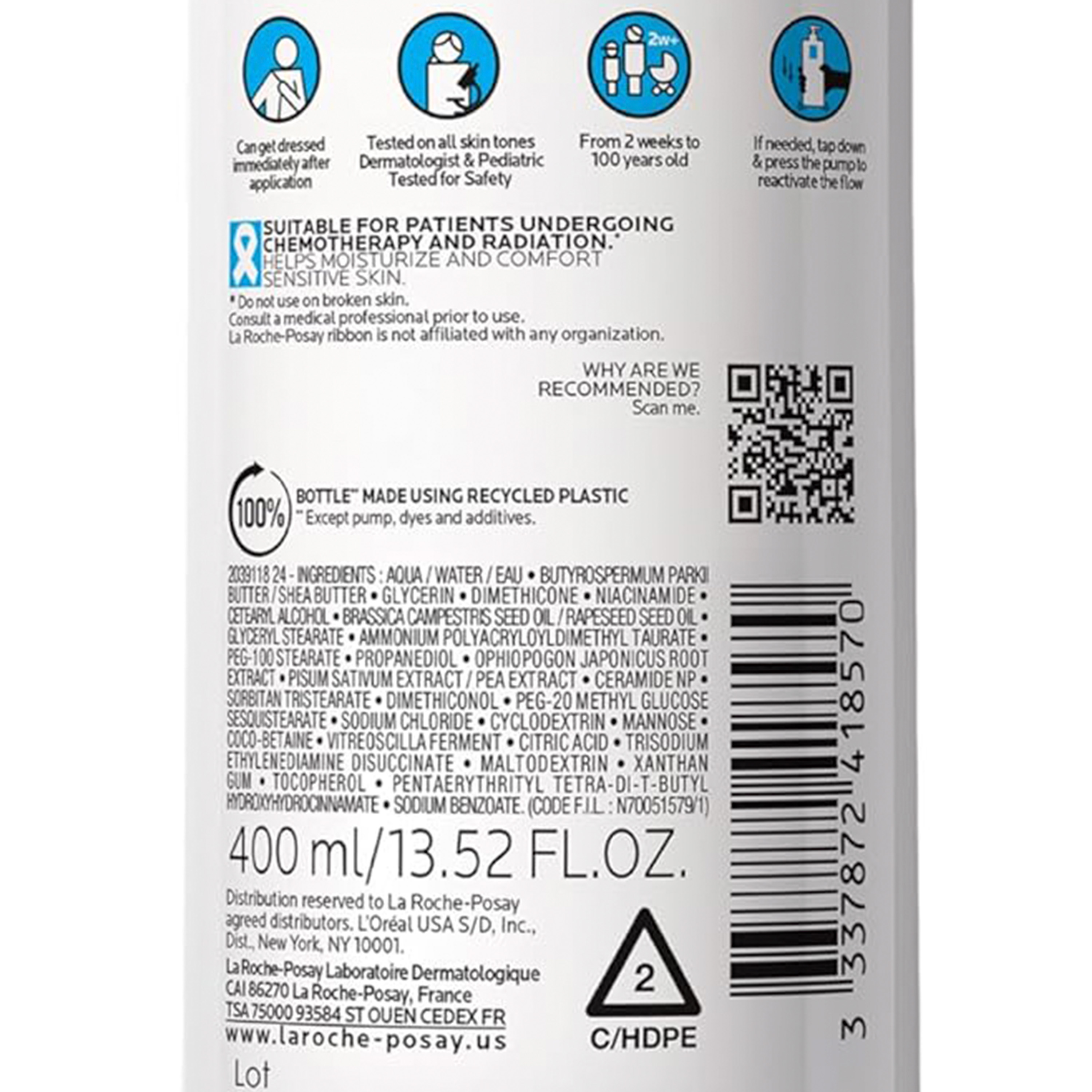 La Roche-Posay Lipikar Baume AP+MAX - Balsamo Relipidante Per Pelle Secca 400 ml