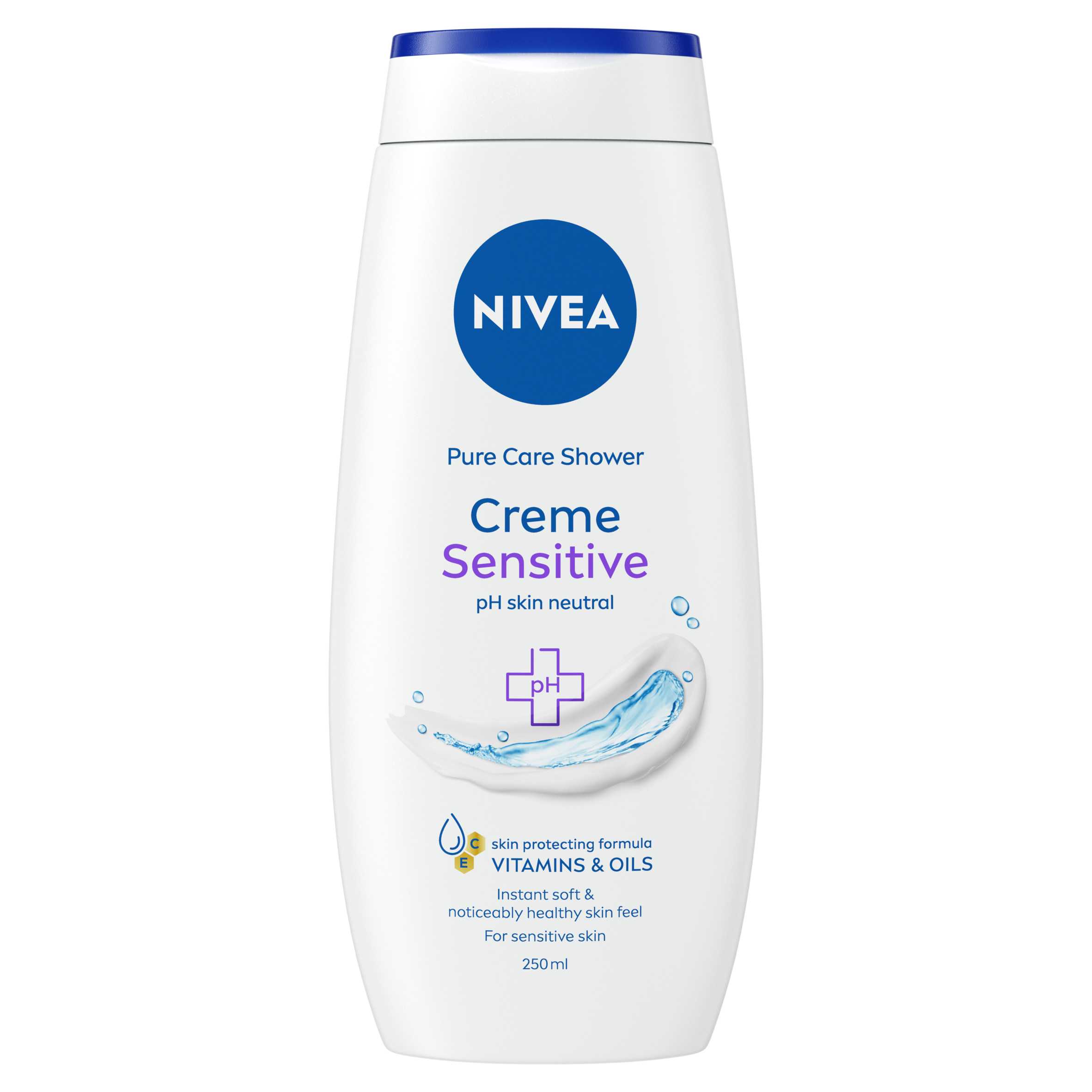 Nivea Bagnodoccia Creme Sensitive 250 ml, Bagnoschiuma in crema detergente per pelli sensibili