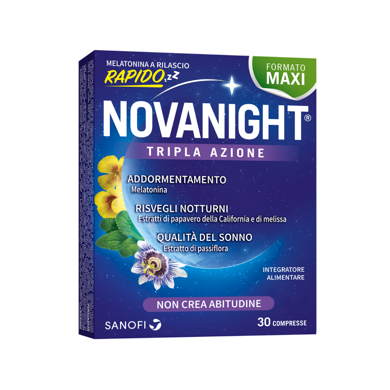 NOVANIGHT  tripla azione Melatonina a Rilascio Rapido 30 compresse