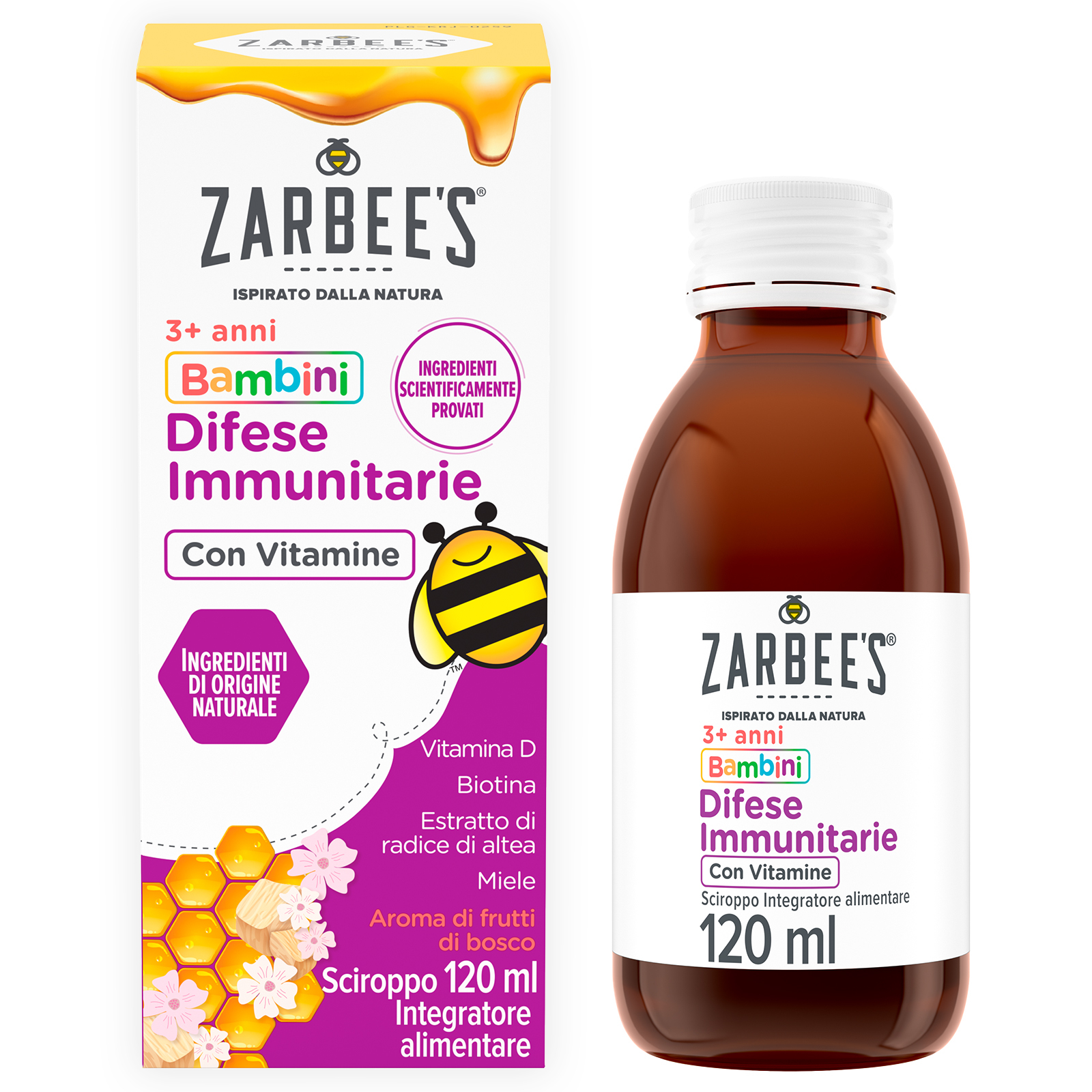Zarbee's Sciroppo Difese Immunitarie Bambini 120 ml, Integratore alimentare e multivitaminico
