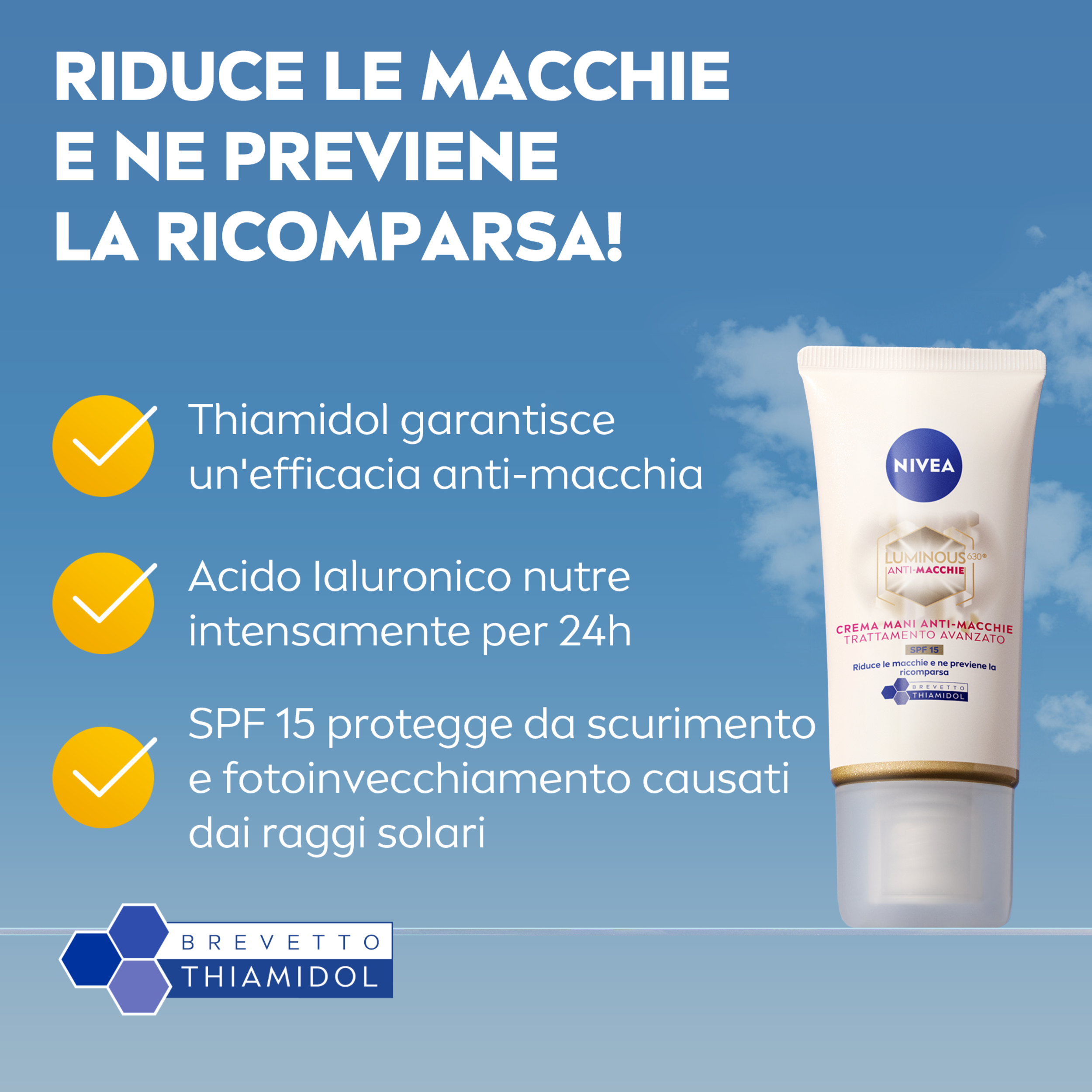 Nivea Luminous630 Crema Mani Anti-Macchie Trattamento Avanzato SPF 15 50 ml, Crema mani antietà