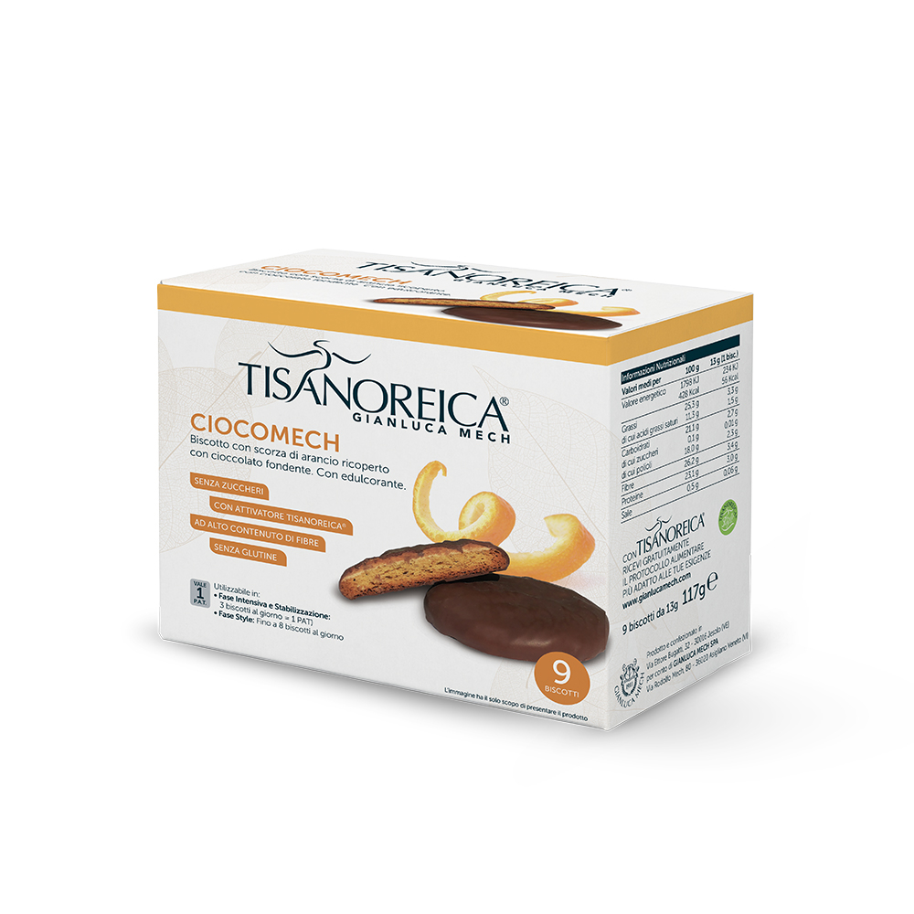 Tisanoreica CiocoMech - Biscotto Scorza D'Arancio e Cioccolato - Senza Glutine 9x13g