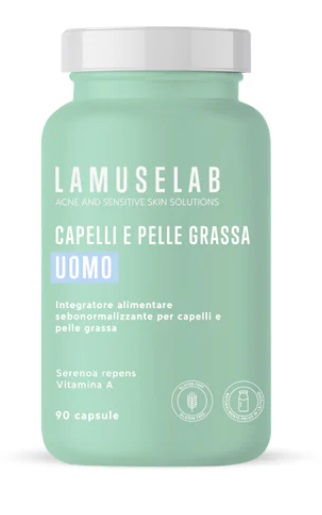 LaMuseLab Capelli e Pelle Grassa Integratore Sebonormalizzante Uomo, 90 Capsule