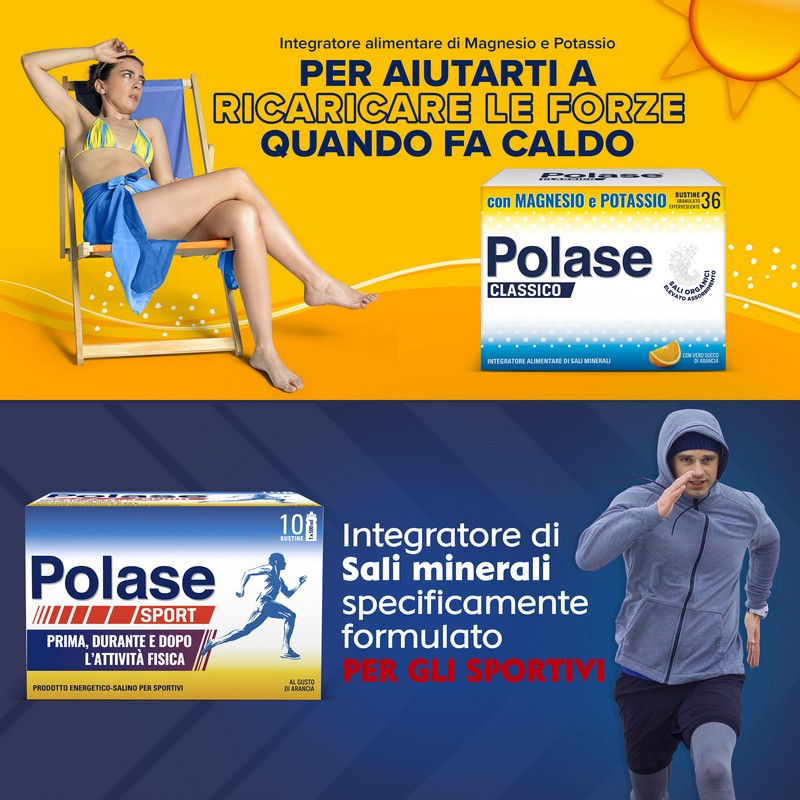 Polase Classico 36 bustine + Polase Sport 10 bustine Magnesio e Potassio Integratore Alimentare Sali Minerali 