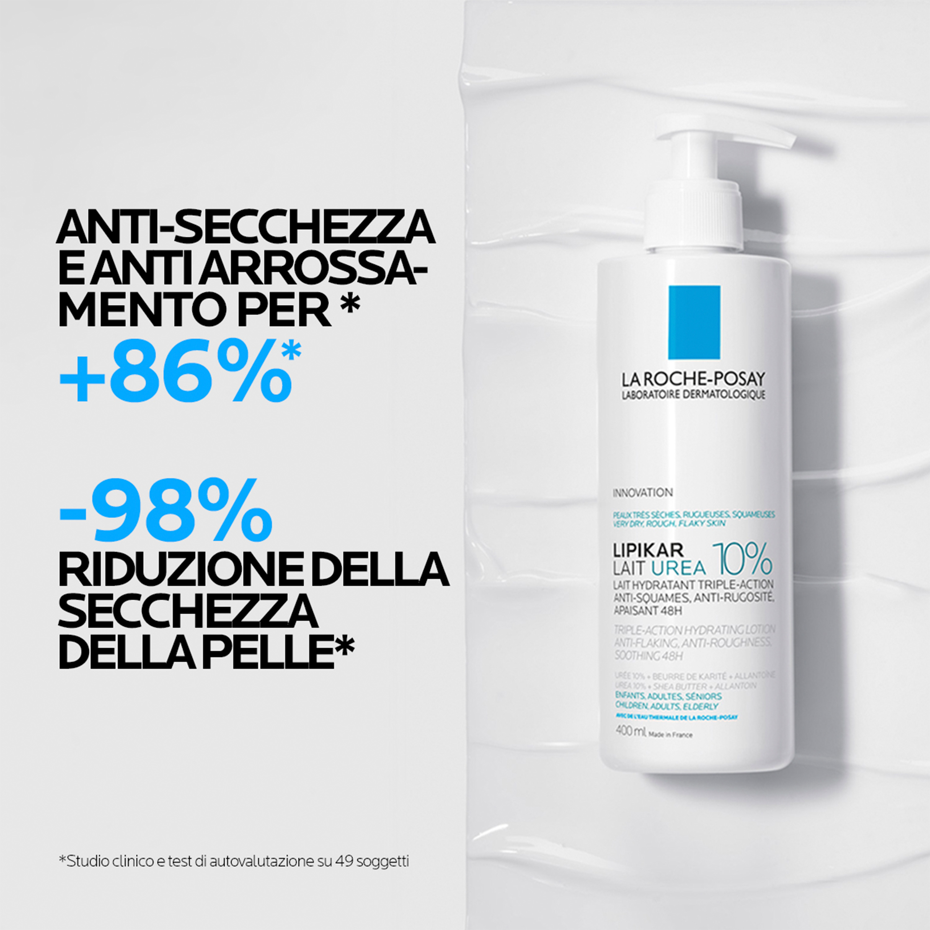 La Roche-Posay Lipikar Latte Urea 10% - Lozione Idratante Per Pelle Molto Secca 400 ml
