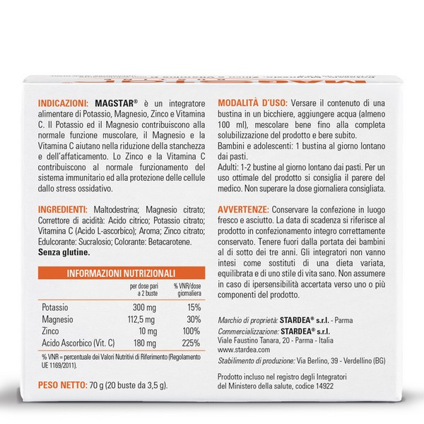 Magstar Integratore Magnesio e Potassio 20 Bustine