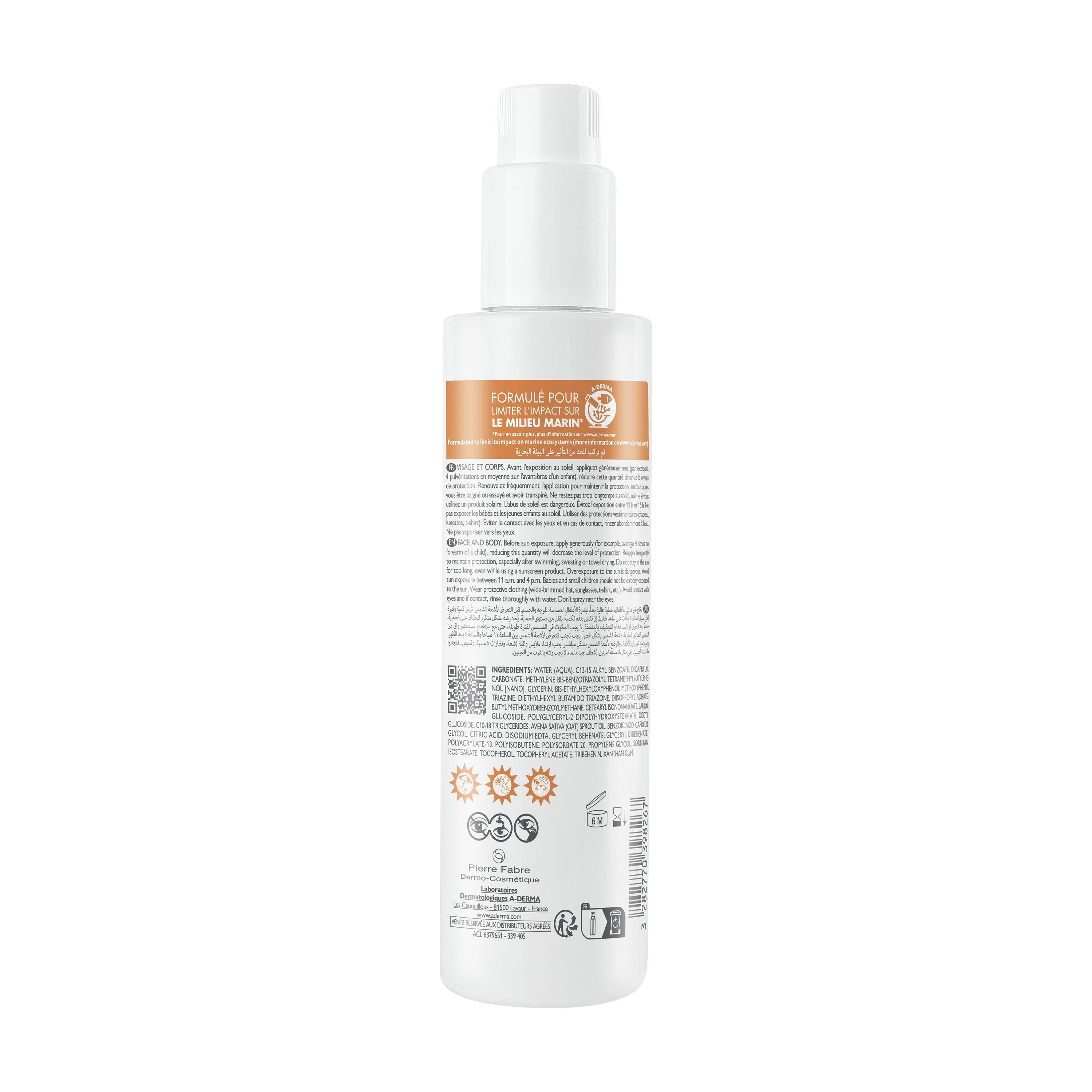 A-Derma - Protect Kids - Spray Invisibile SPF50+ Bambino Protezione Solare Molto Alta Viso E Corpo 200 ml